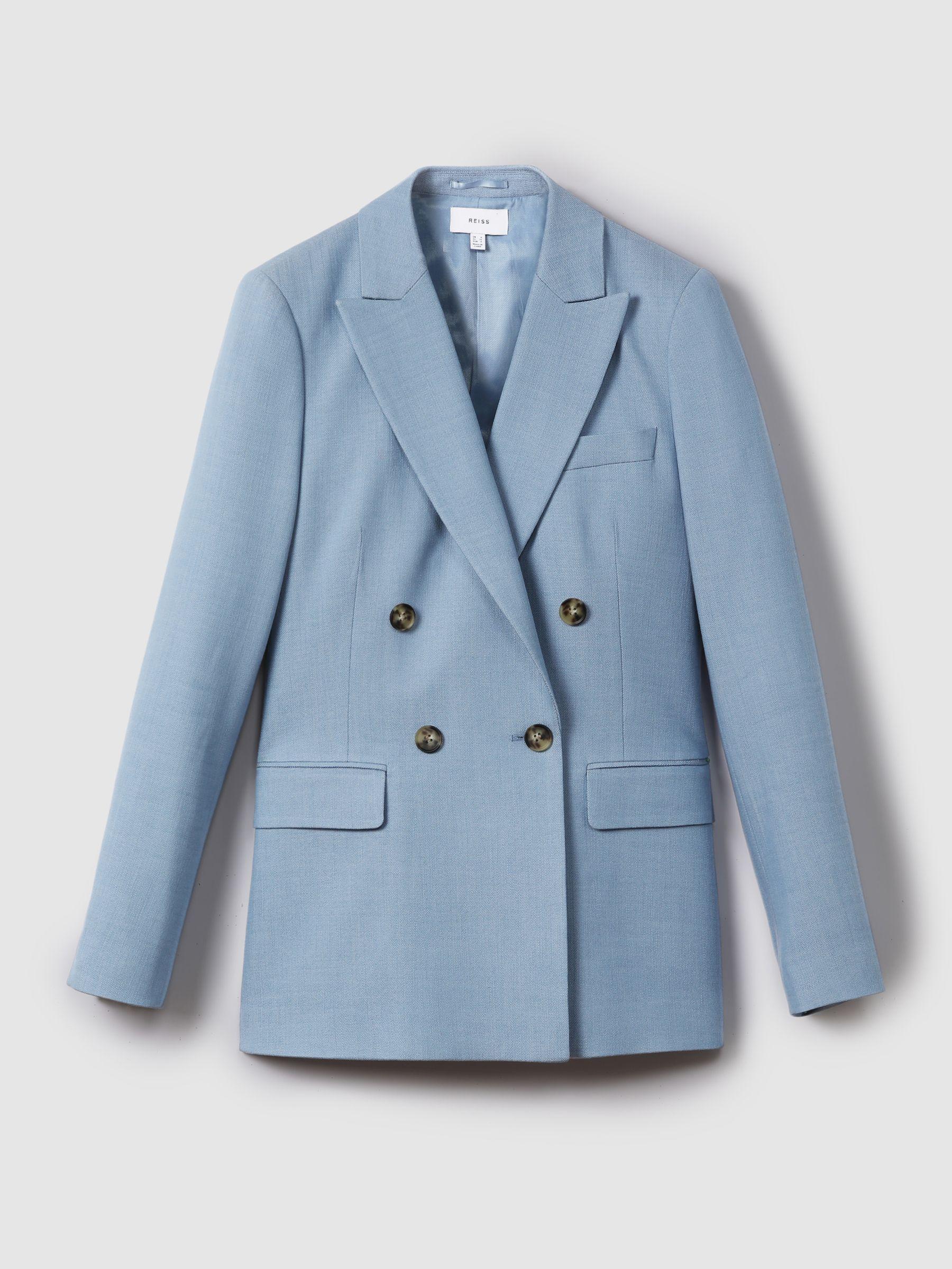 Double Breasted Suit Blazer with TENCEL™ Fibers in Blue Product Image