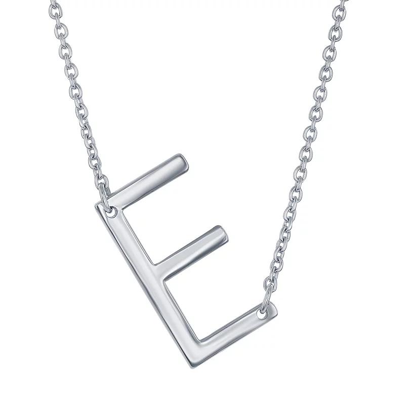 Sterling Silver Sideways Initial Necklace, Womens Sterling B Product Image