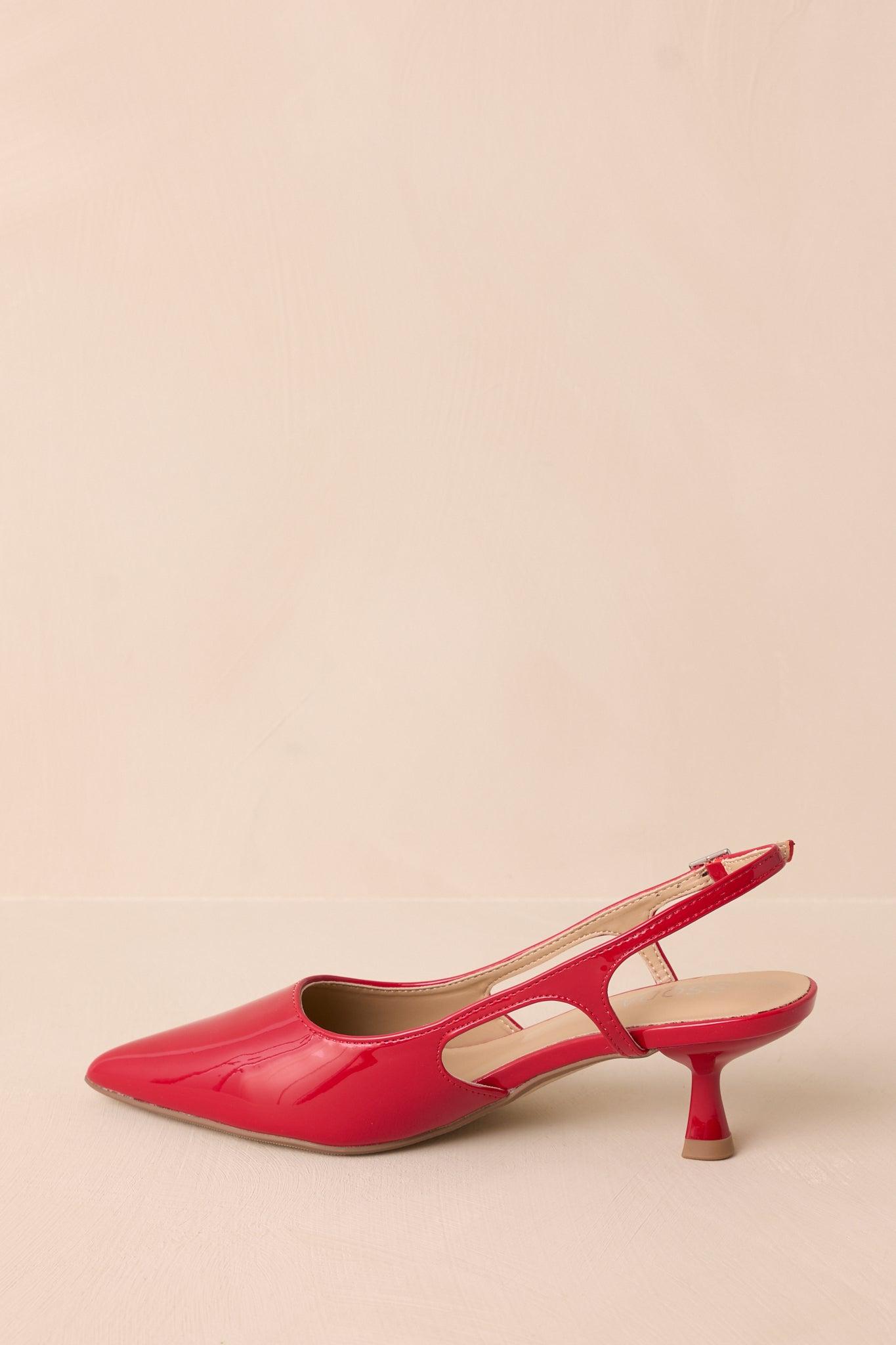 Fiercely Stunned Red Patent Slingback Kitten Heels Product Image