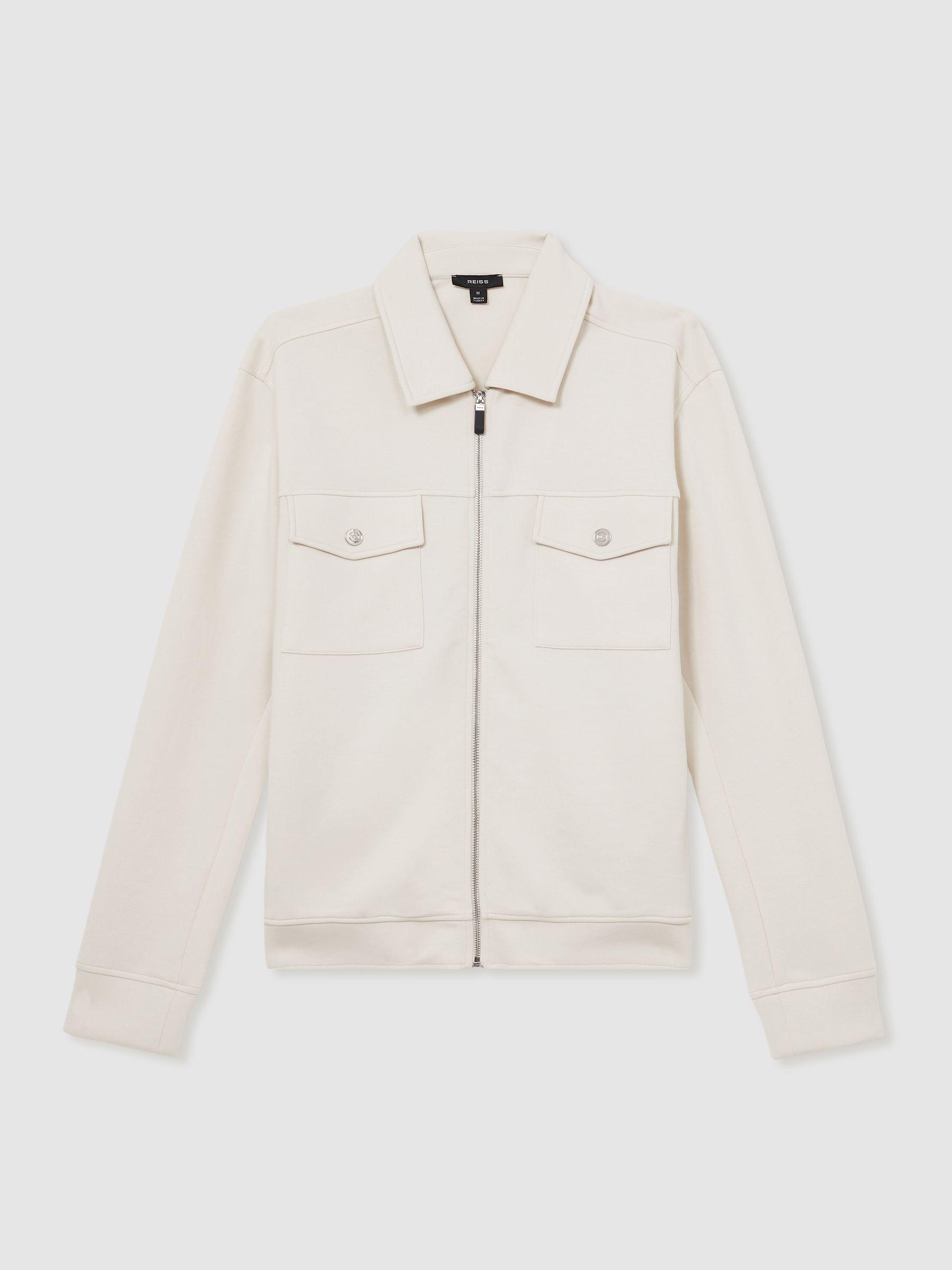 Interlock Zip-Through Overshirt in Off White Product Image