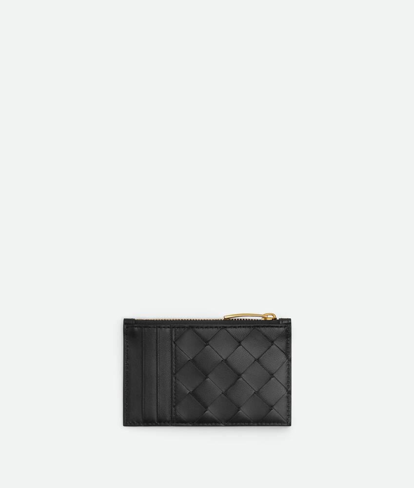 Women's Intrecciato Zipped Card Case in Black Product Image