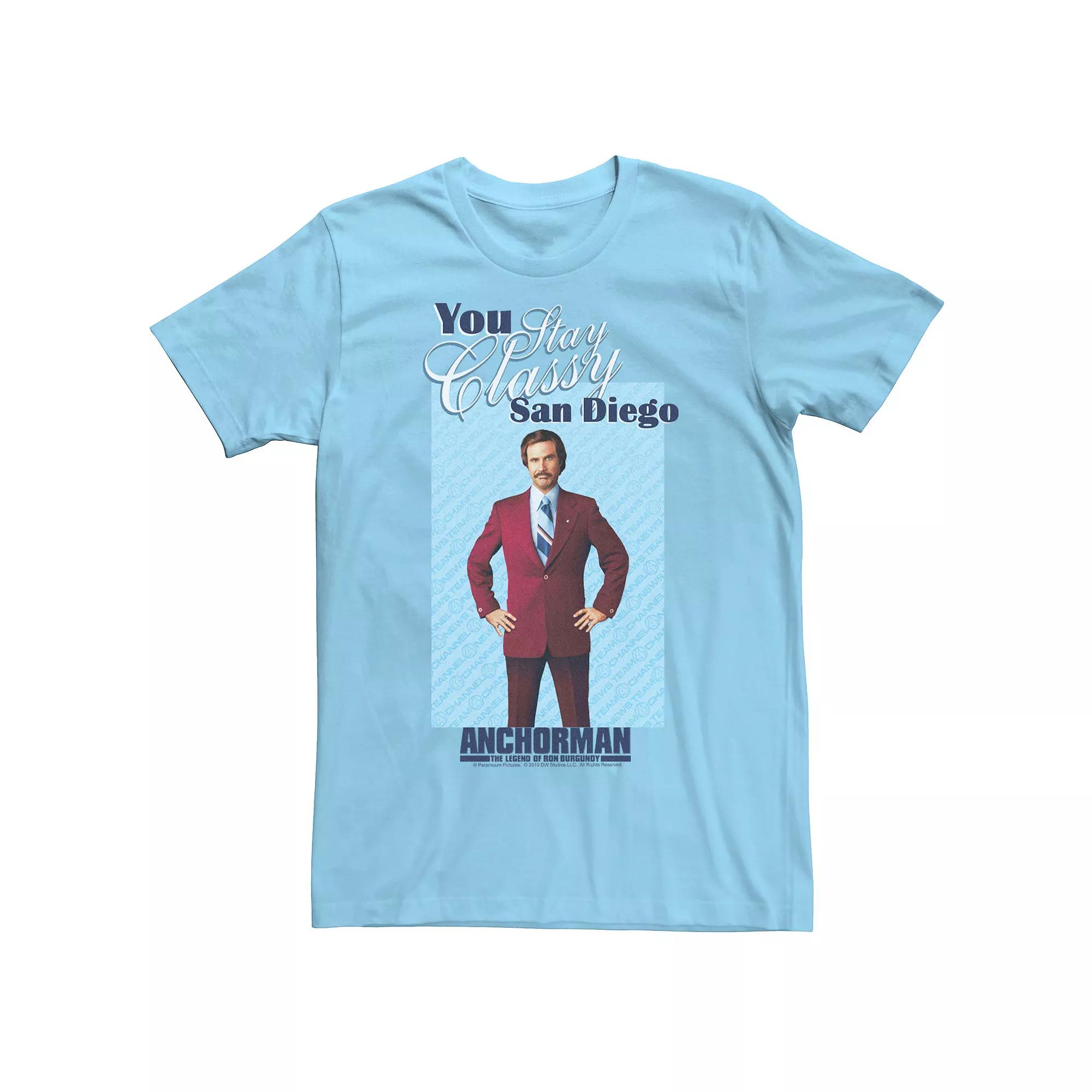 Men's Anchorman Ron Burgundy You Stay Classy San Diego Portrait Graphic Tee, Size: XXL, Light Blue Product Image