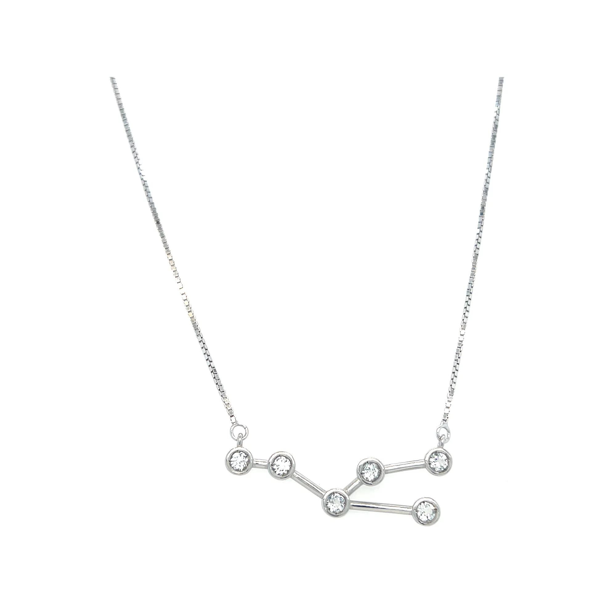 Meshmerise Sterling Silver White Topaz Zodiac Constellation Necklace, Women's, Size: 16-18" ADJ, Silver Tone Taurus Product Image