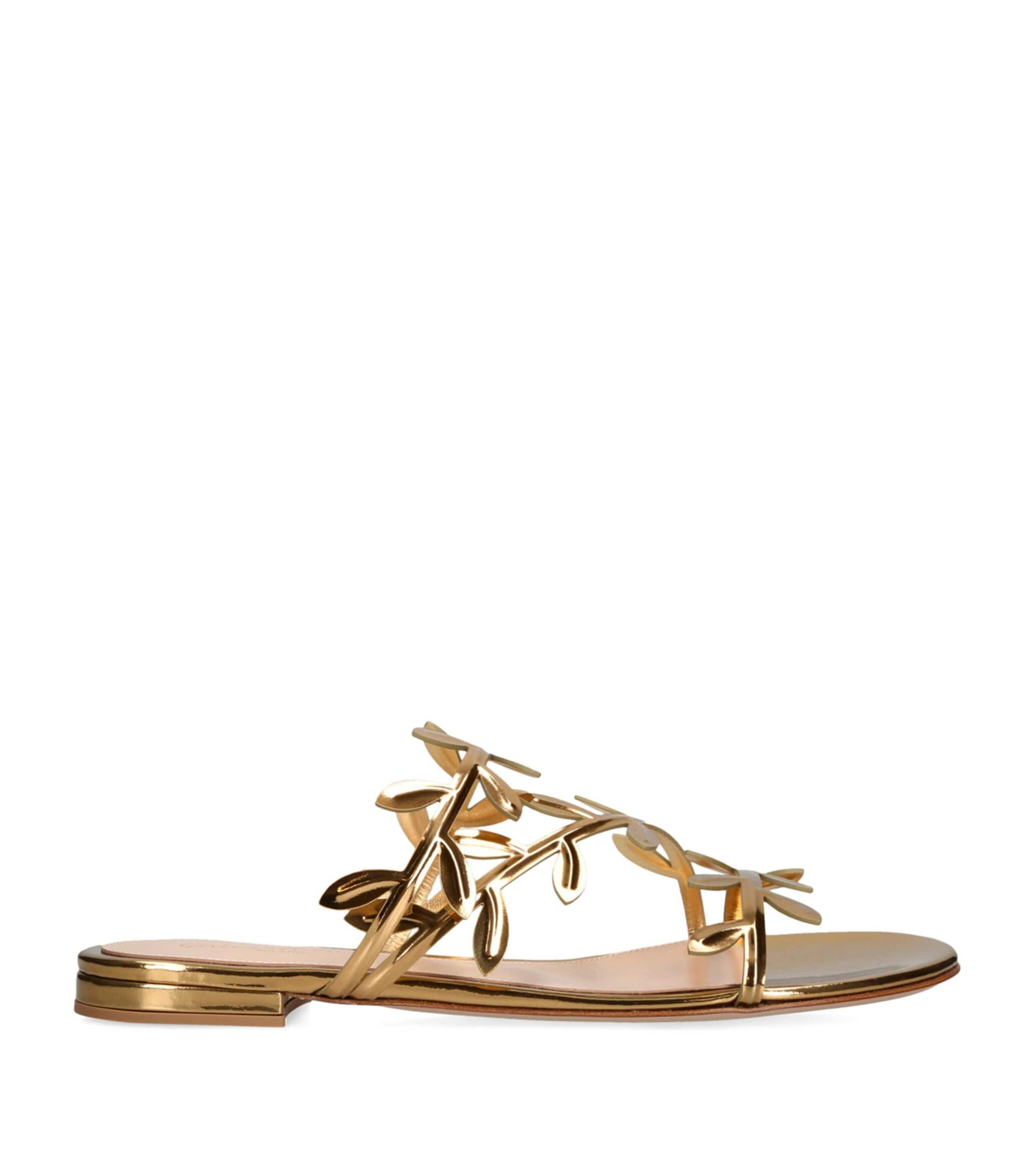 GIANVITO ROSSI Flavia Metallic Leather Sandals In Mekong Product Image