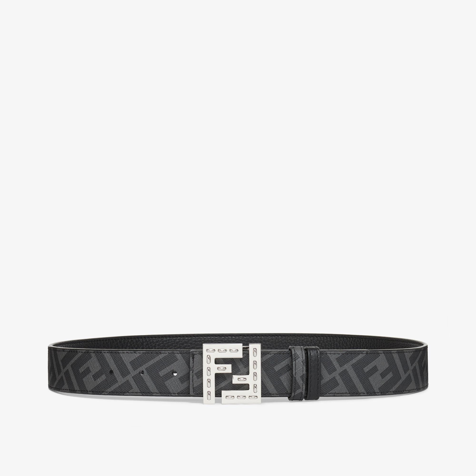 FF Squared BeltCuoio Romano leather and black FF canvas reversible belt Product Image