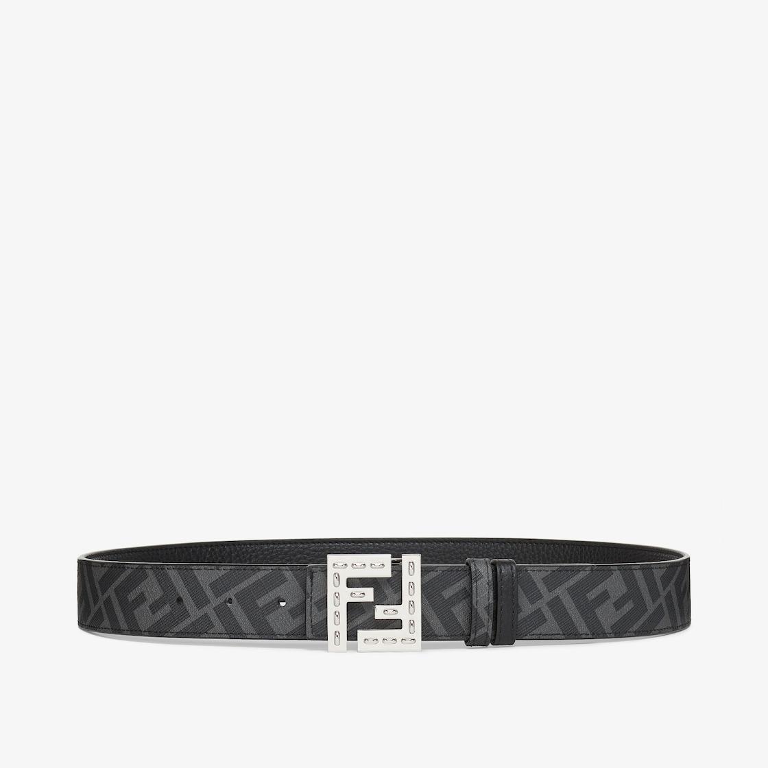 FF Squared BeltCuoio Romano leather and black FF canvas reversible belt Product Image
