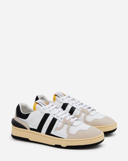 LANVIN Black And White Leather Clay Low Mesh Sneakers Product Image