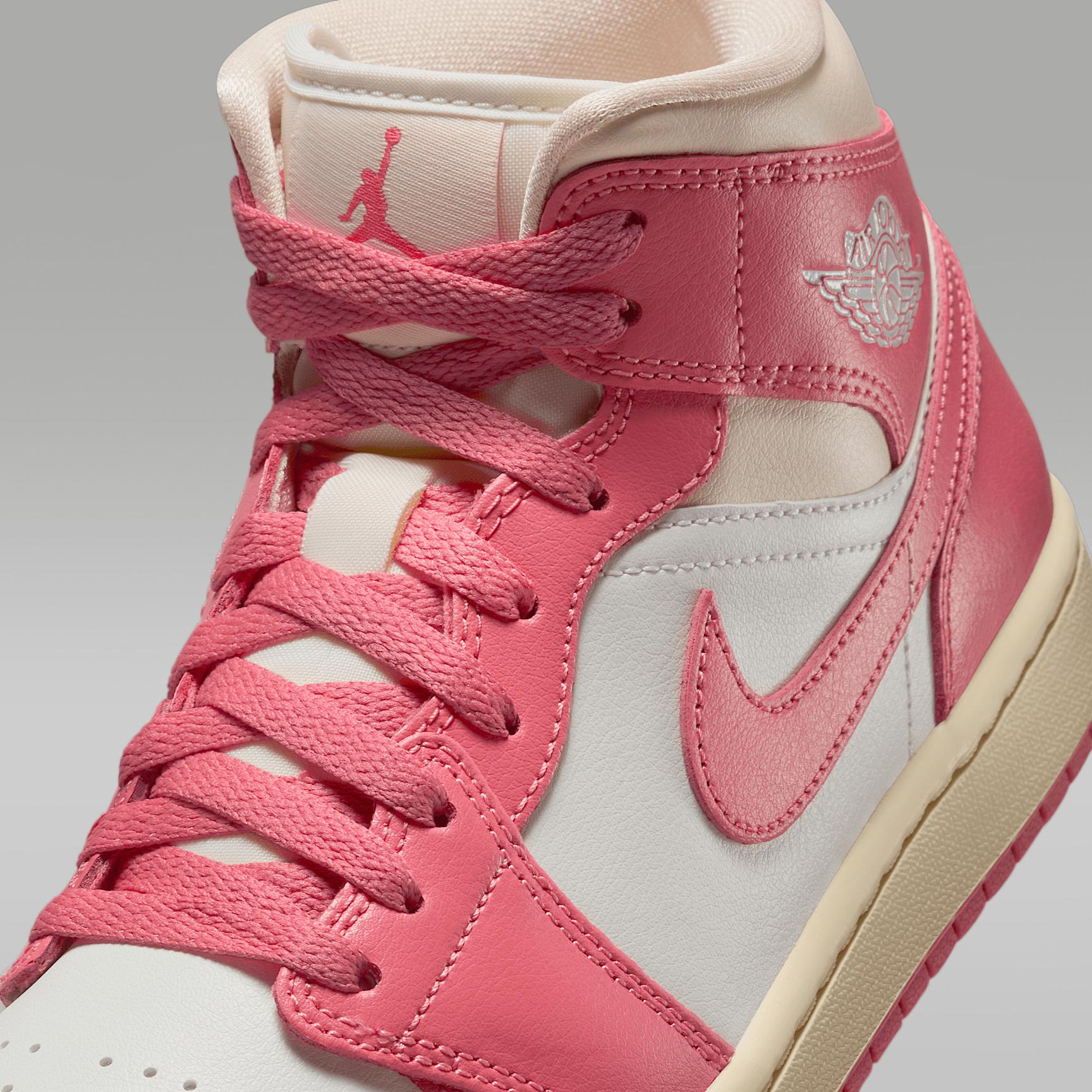 Jordan Womens Jordan AJ 1 Mid - Womens Basketball Shoes Sail/Pink Product Image