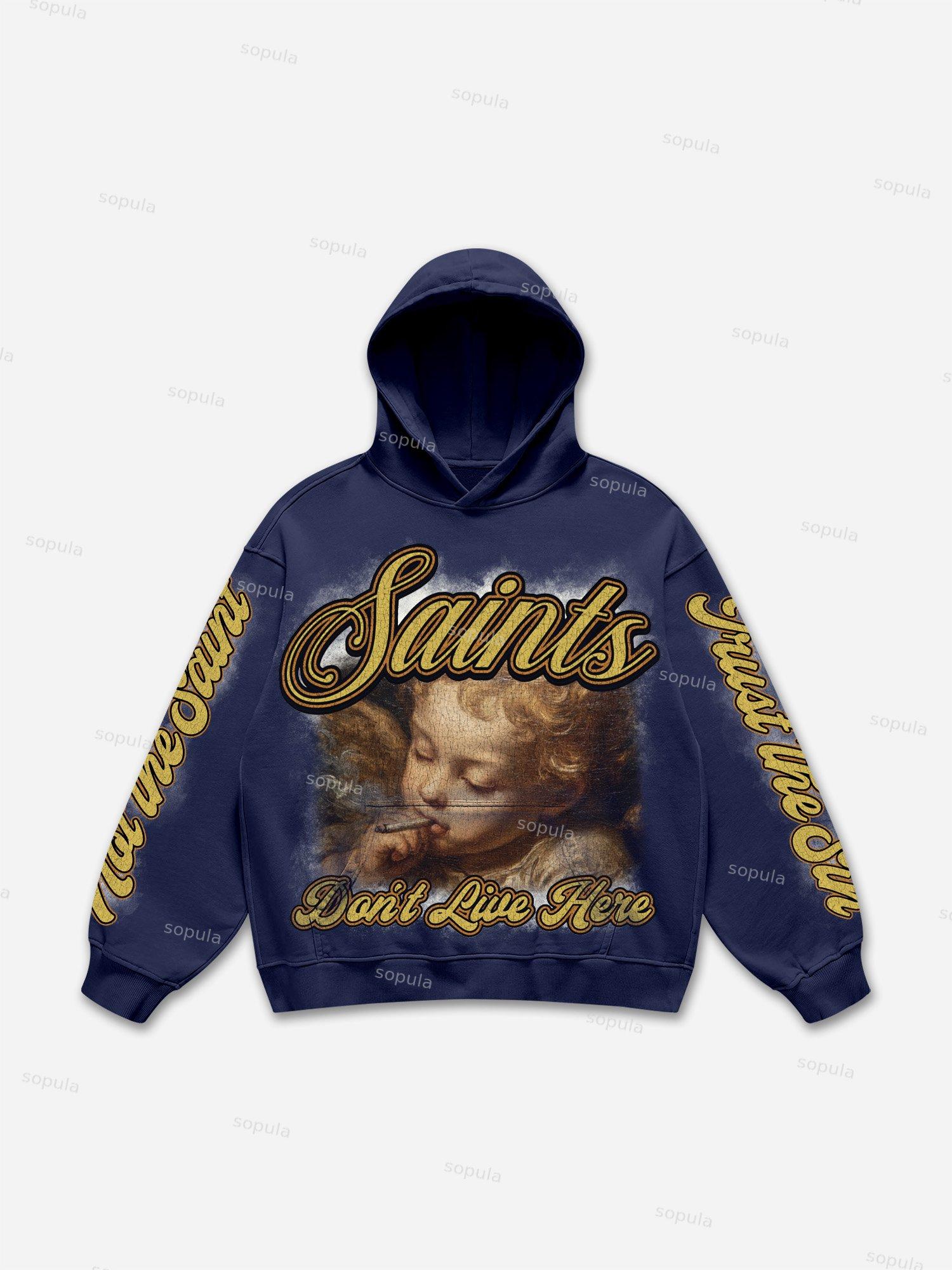 Sin City Trust The Sin, Not The Saint Vintage Angel Aged Graphic Hoodie Product Image