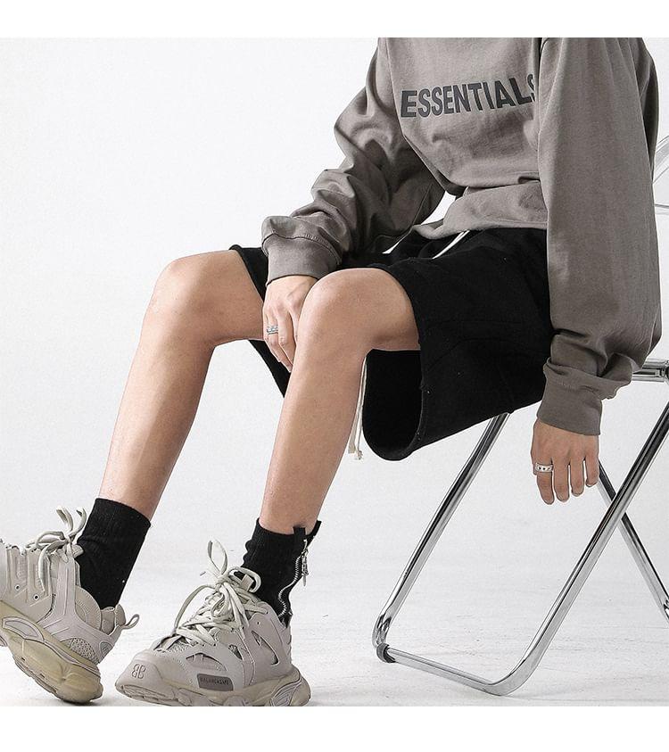 Drawstring Waist Plain Shorts Product Image