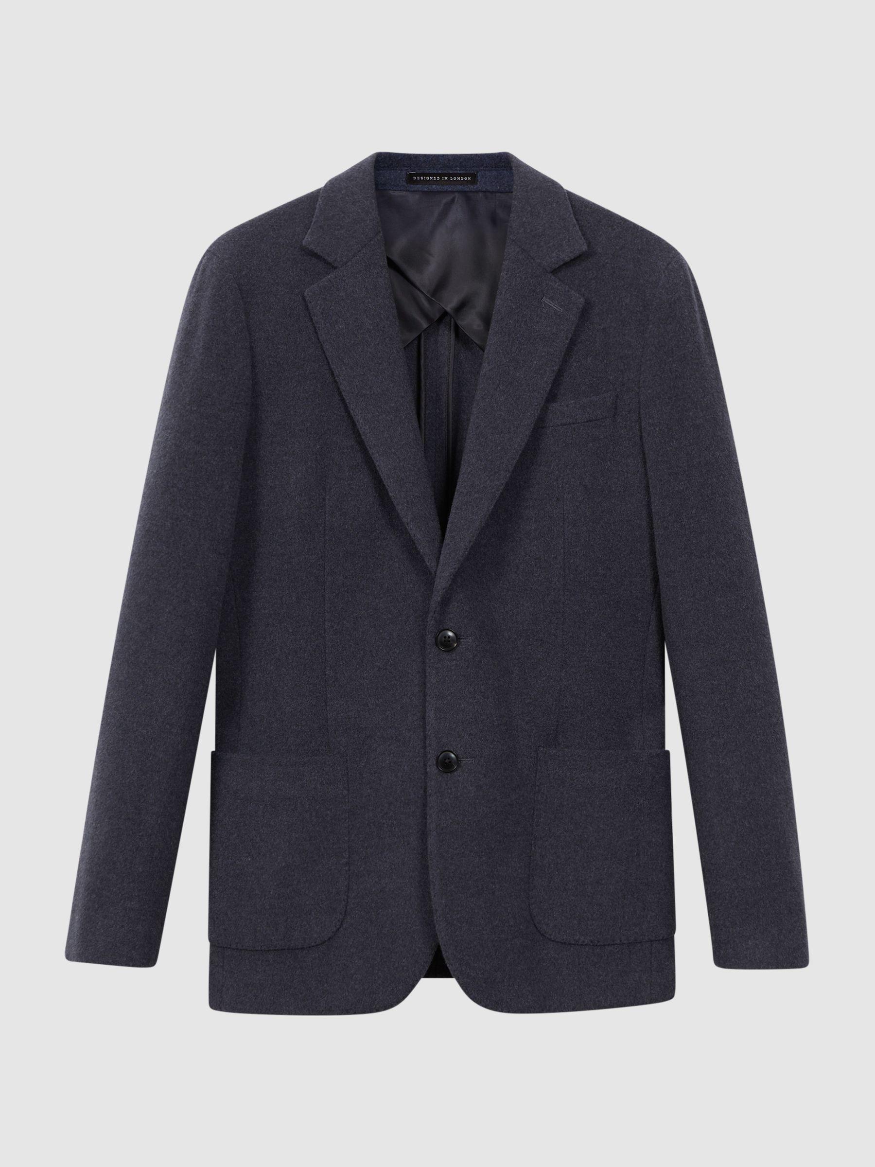 Modern Fit Wool Blend Single Breasted Blazer in Airforce Blue Product Image