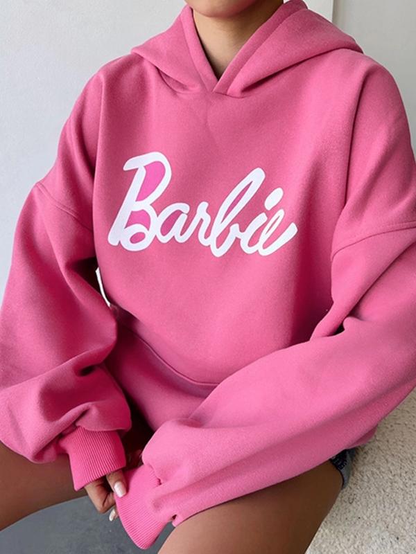 Contrast Color Letter Print Oversized Hoodie Product Image