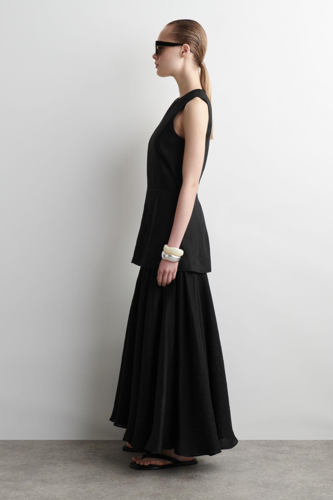 LAYERED PEPLUM MIDI DRESS Product Image