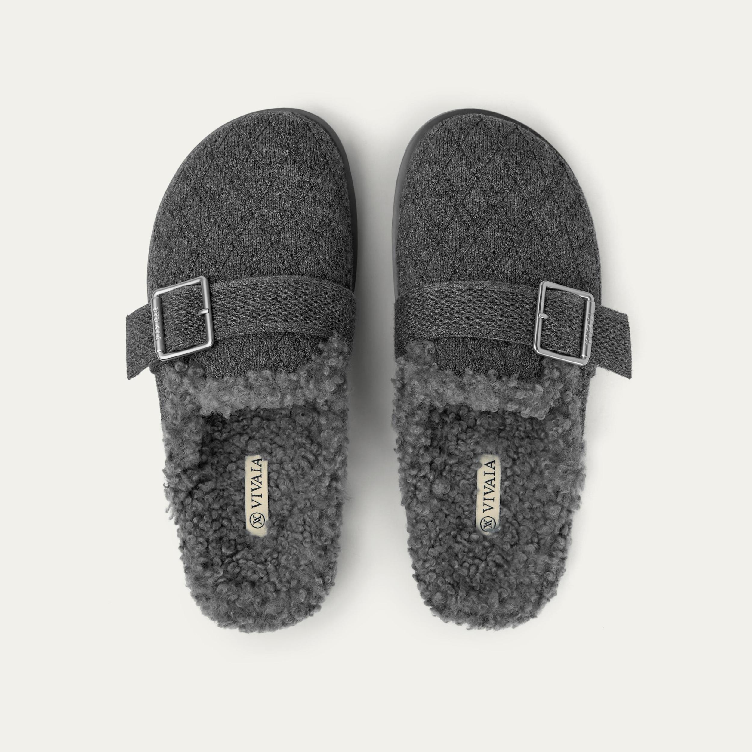 Round-Toe Wool Slippers (Hazel) Product Image