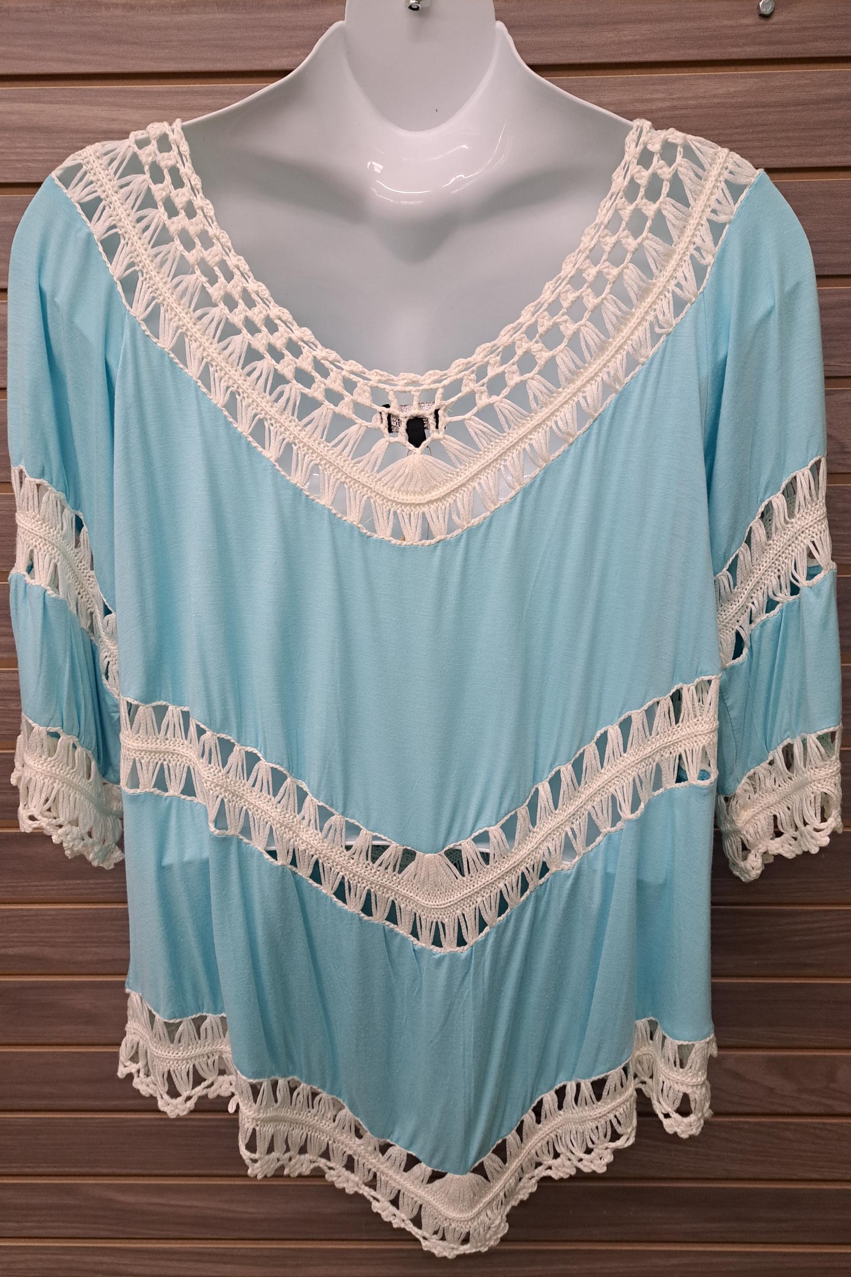 Blue with Crochet Design Plus Top Product Image