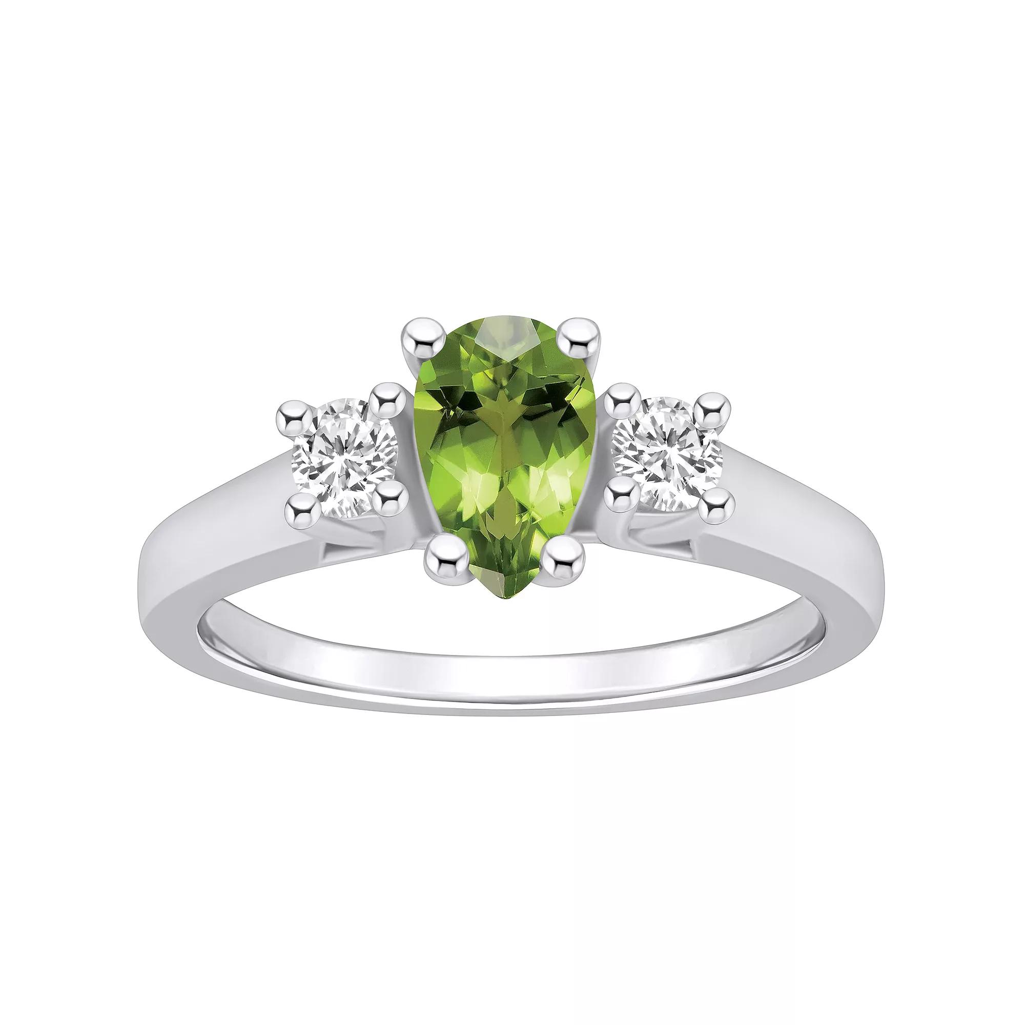 Alyson Layne 14k Gold Pear Cut Peridot & 1/4 Carat T.W. Diamond Ring, Women's, Size: 9, Green Product Image