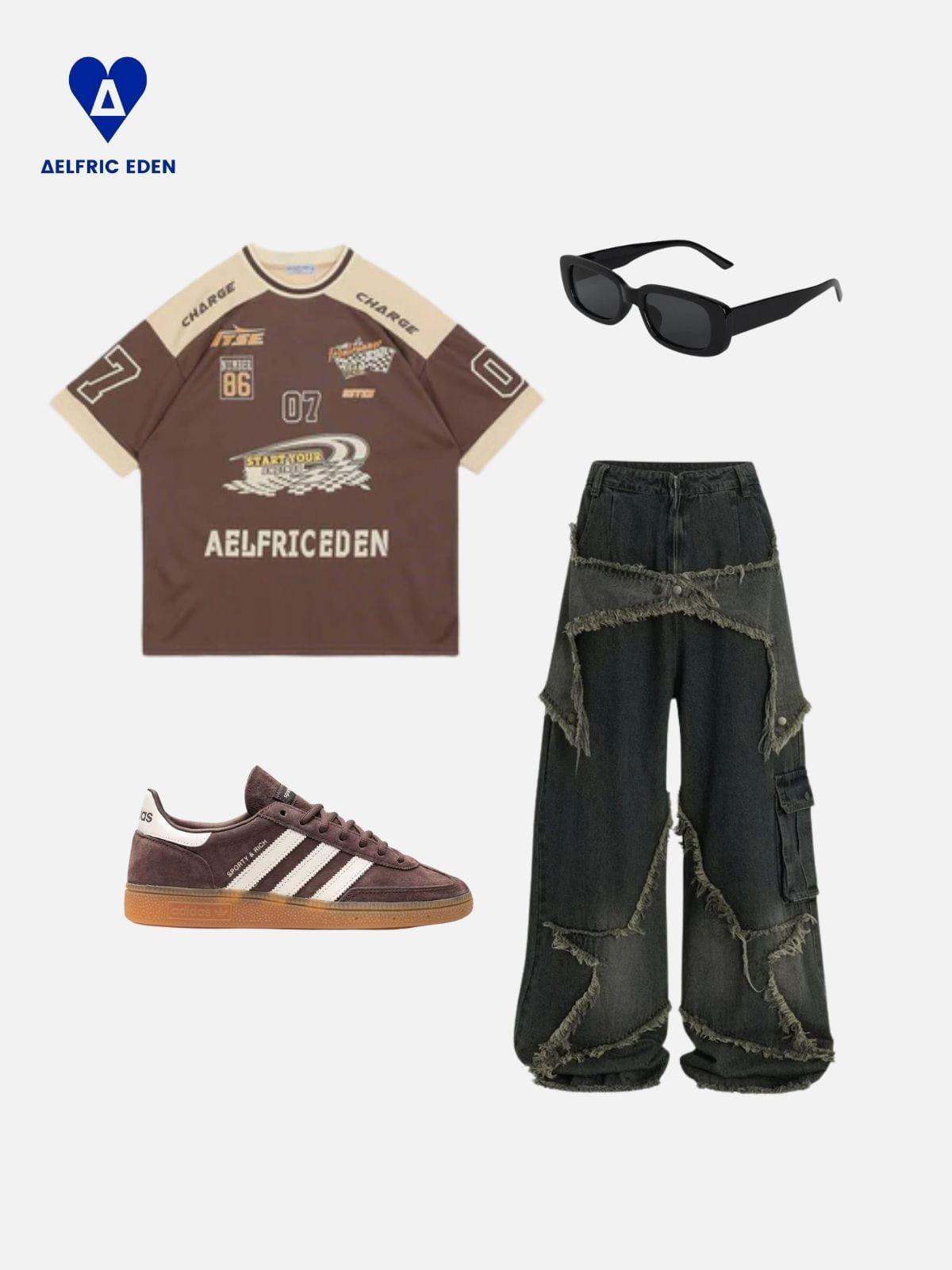 Aelfric Eden Baggy Star Patch Jeans Product Image