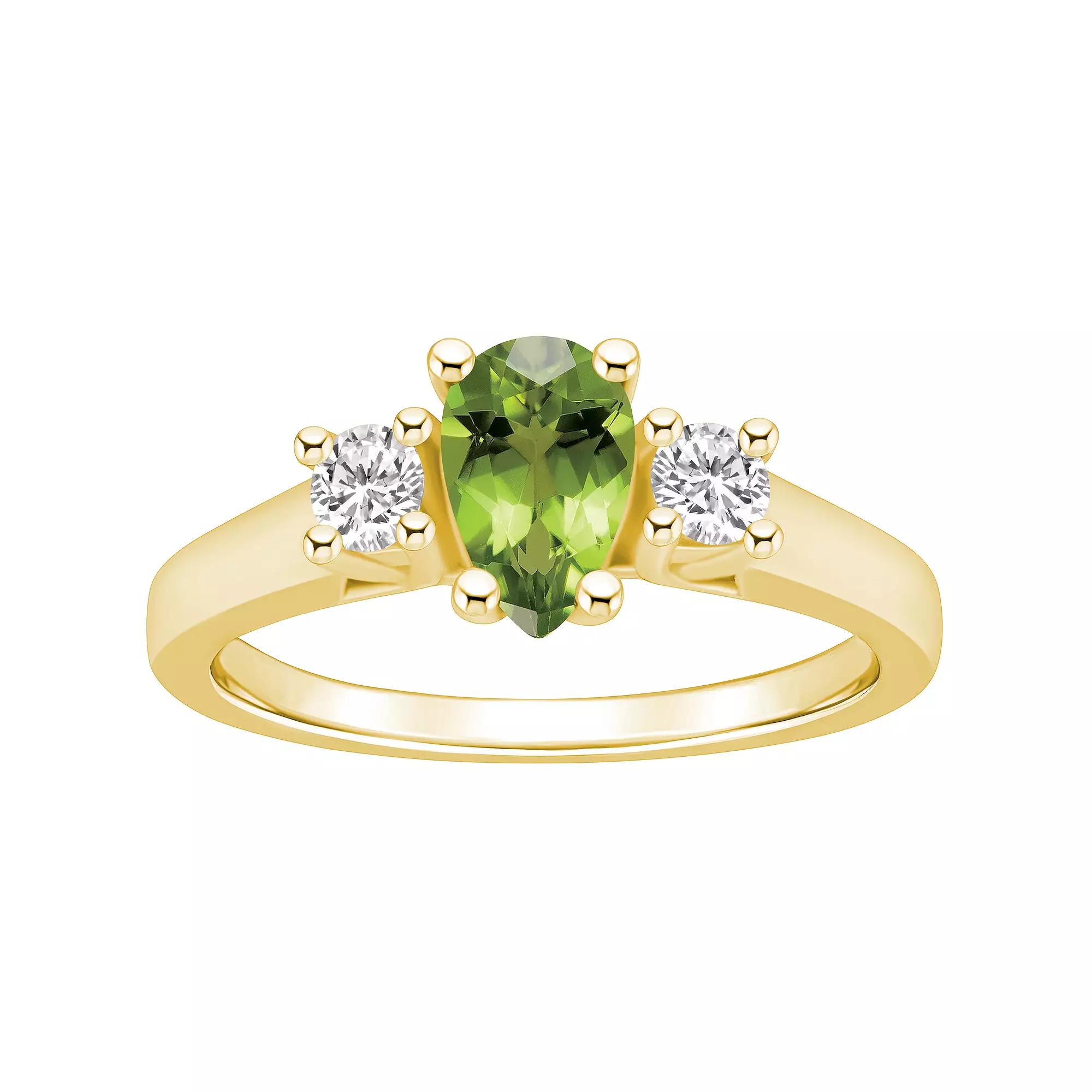 Alyson Layne 14k Gold Pear Cut Peridot & 1/4 Carat T.W. Diamond Ring, Women's, Size: 9, Green Product Image