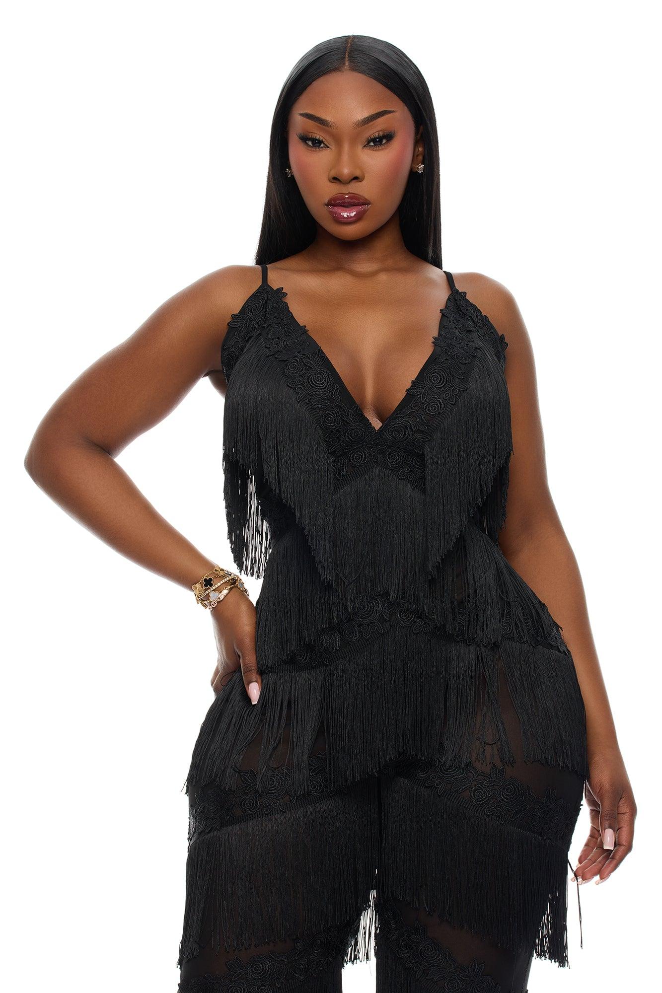 Lillie Fringe Jumpsuit - Black Female Product Image