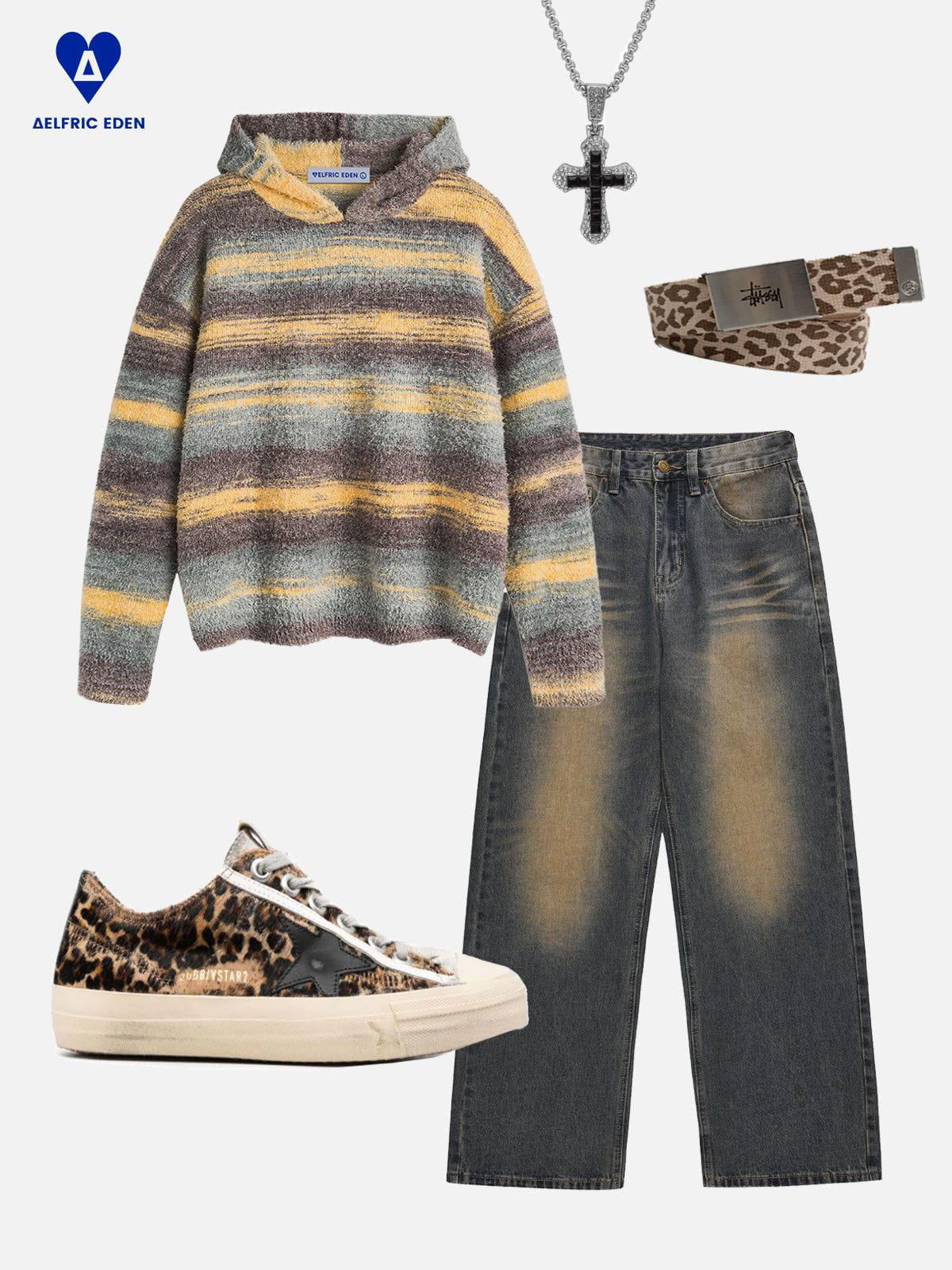 Aelfric Eden Gradient Stripe Knit Hoodie Product Image