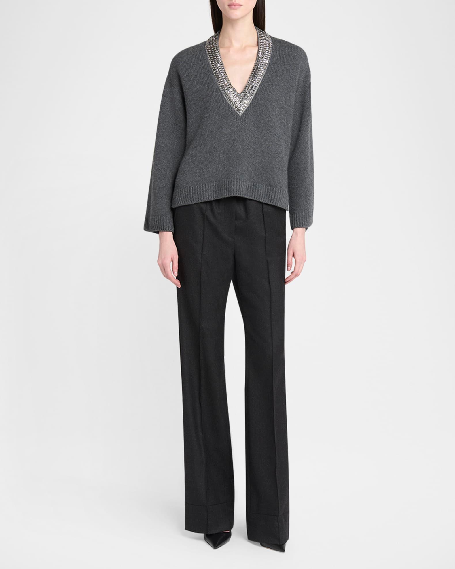 Embellished V-Neck Cashmere Sweater Product Image