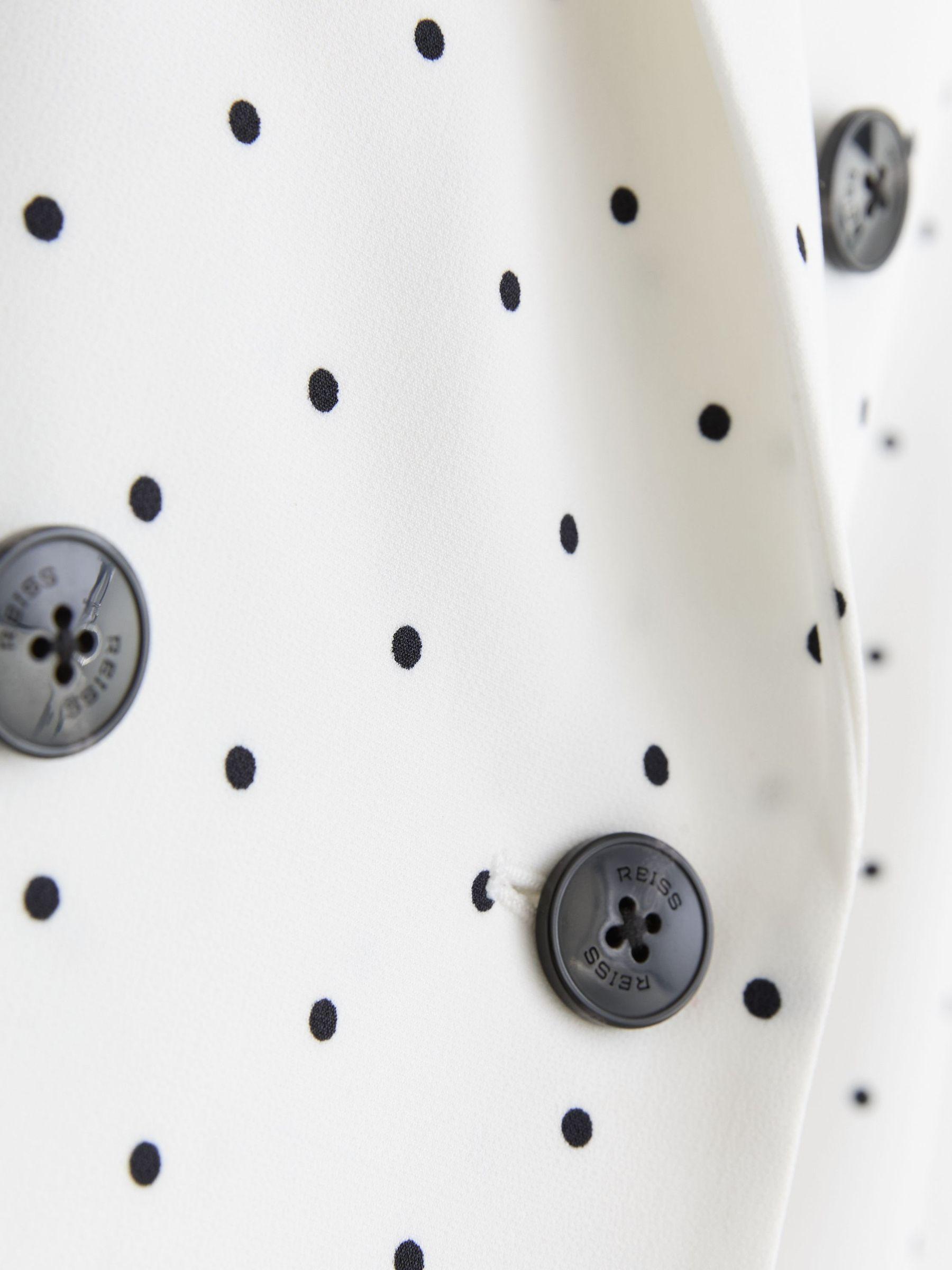 Polka-Dot Double-Breasted Suit Blazer in White/Navy Product Image