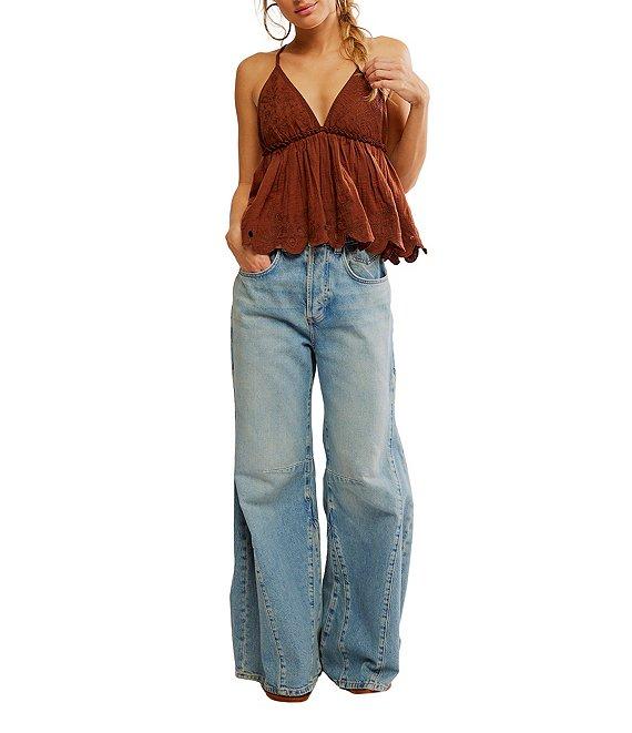 Free People Sunny Days Embroidered Plunge V-Neck Sleeveless Cami Product Image