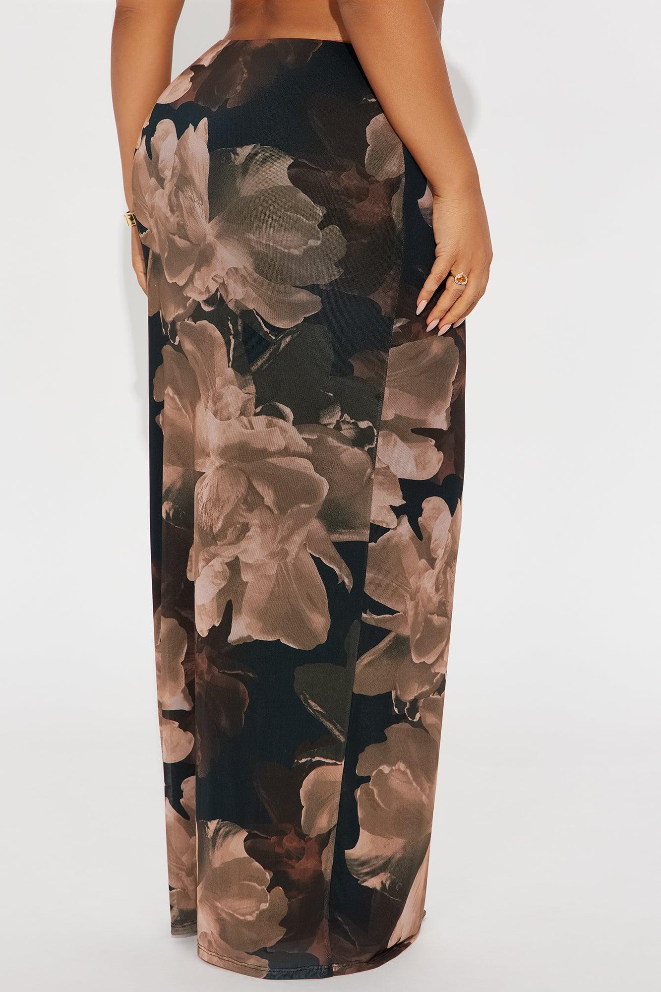 Midnight Bloom Mesh Maxi Skirt - Brown/combo Female Product Image
