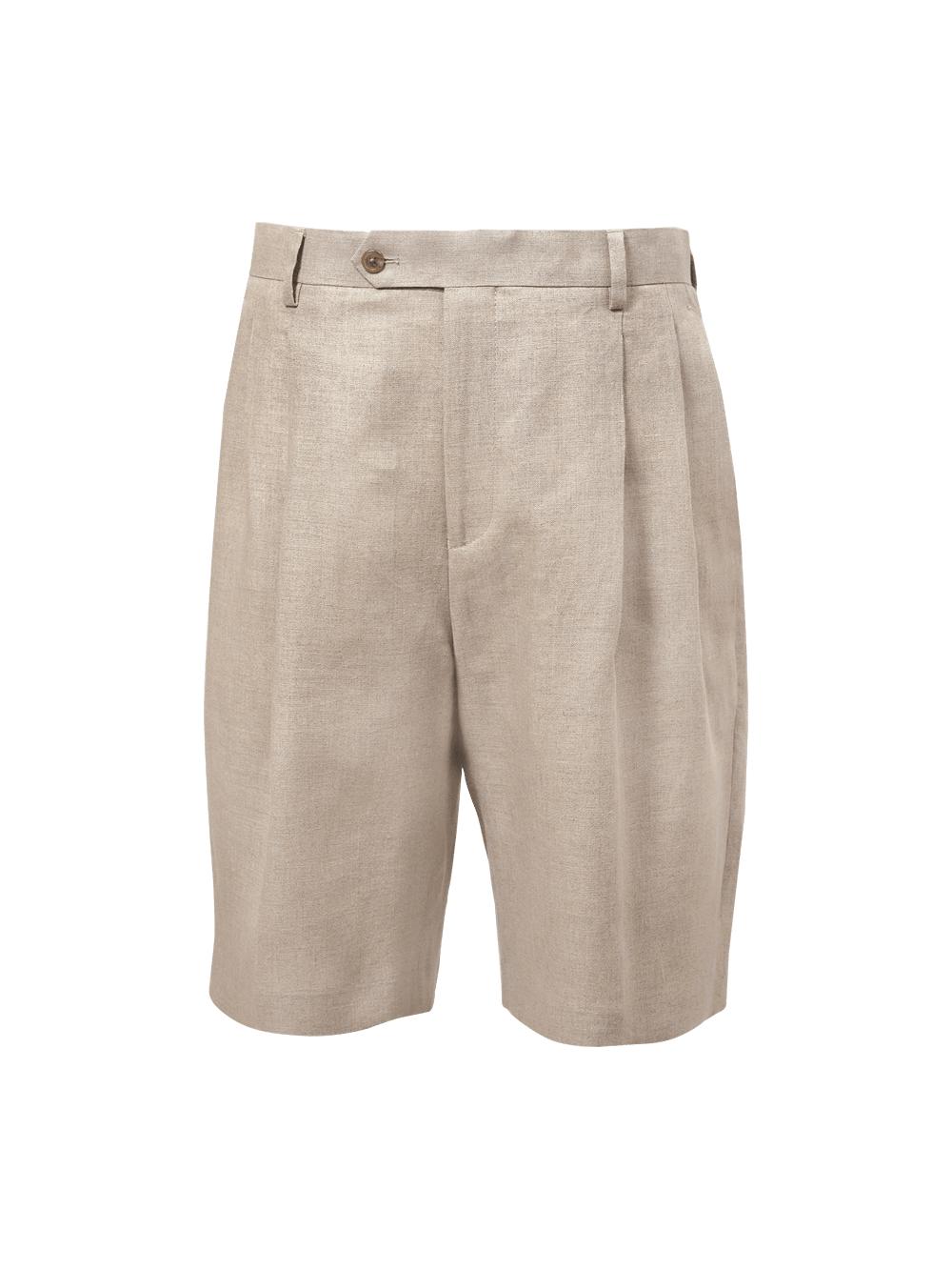 Linen Pleated Shorts - Black Product Image