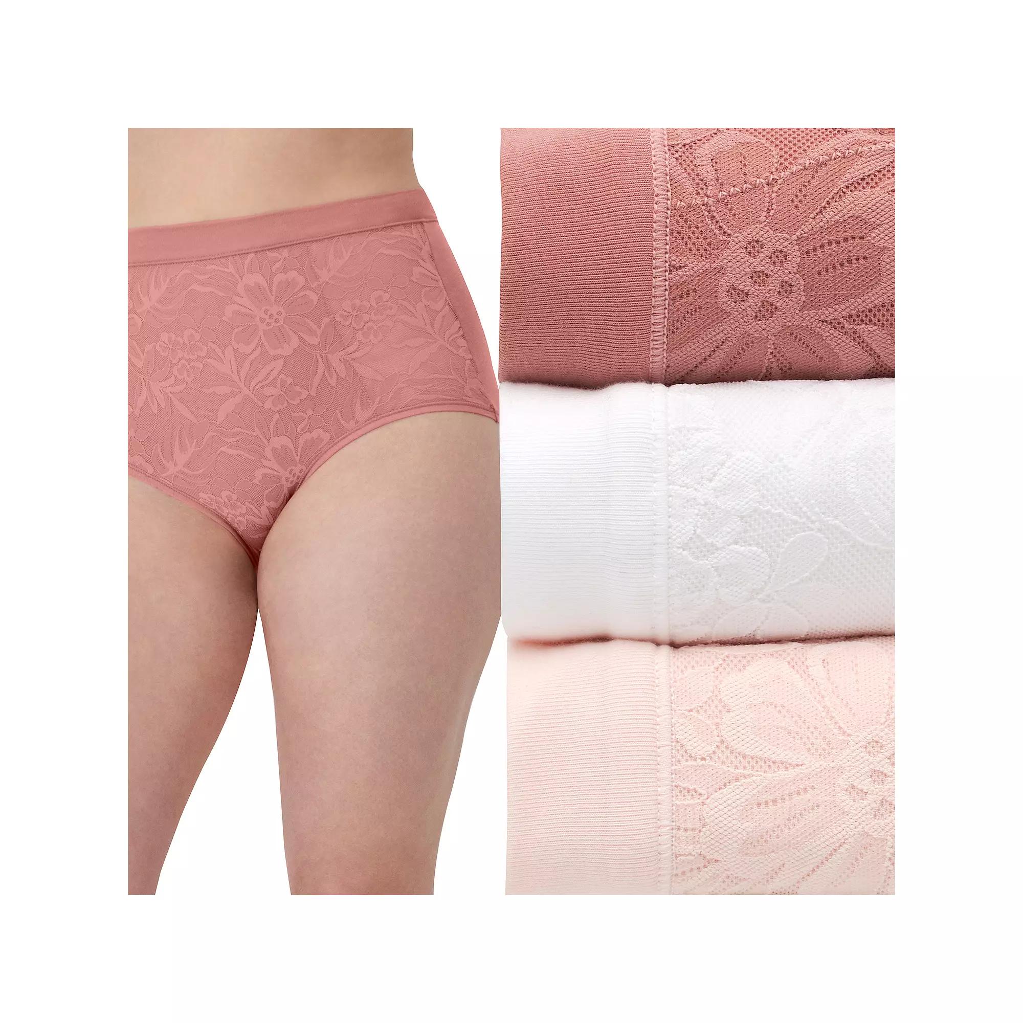 Bali Breathe Cotton Modal 3-Pack Lace High Rise Briefs DFCLB3, Women's,  Product Image