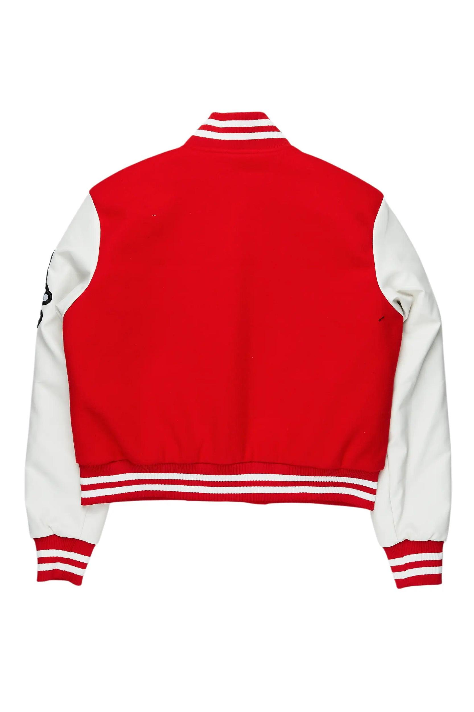 Aniya Red Oversized Varsity Jacket Female Product Image