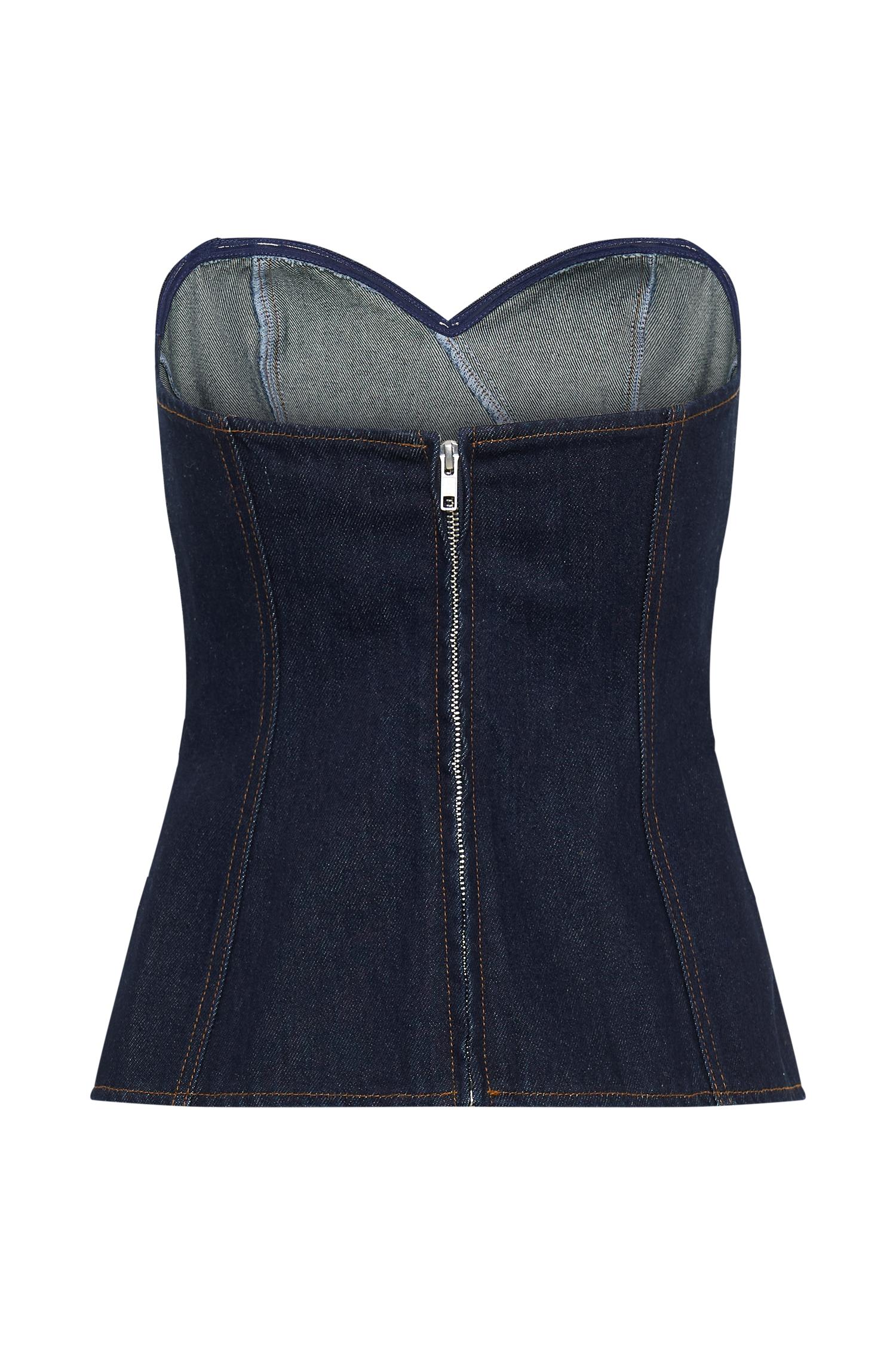 Sylas Strapless Buckle Denim Top - Indigo Blue Product Image