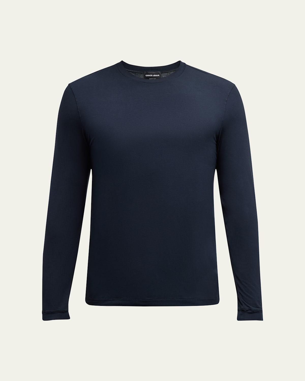 Mens Cotton Long-Sleeve Crewneck T-Shirt Product Image