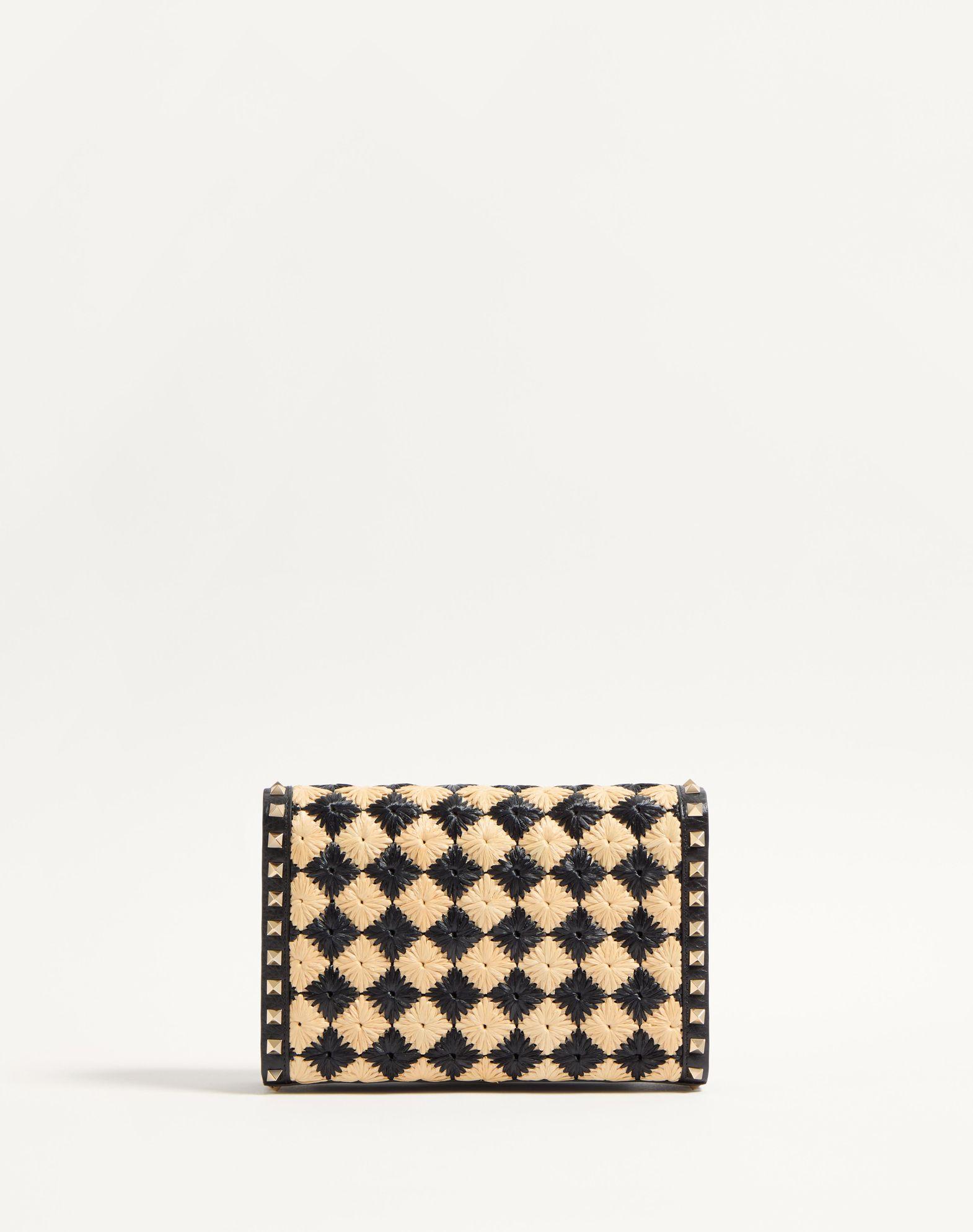 Valentino Garavani Rockstud Small Shoulder Bag In Embroidered Raffia Product Image