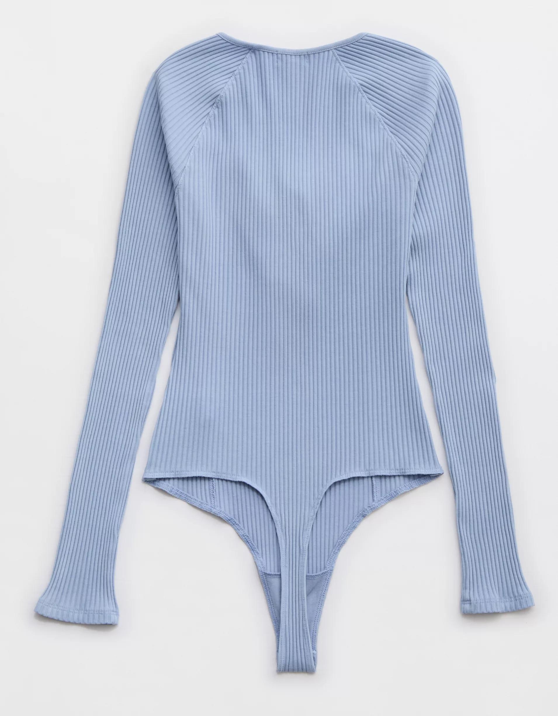 Aerie Long Sleeve Tie Front Bodysuit Product Image