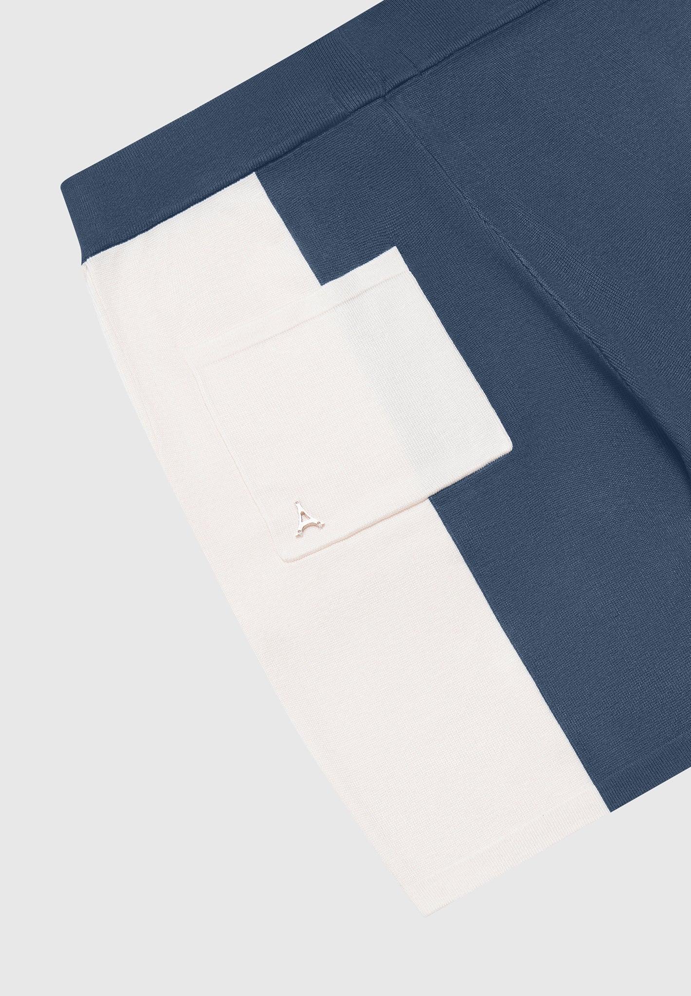 Colour Block Knit Shorts - Navy/Steel Blue Male Product Image