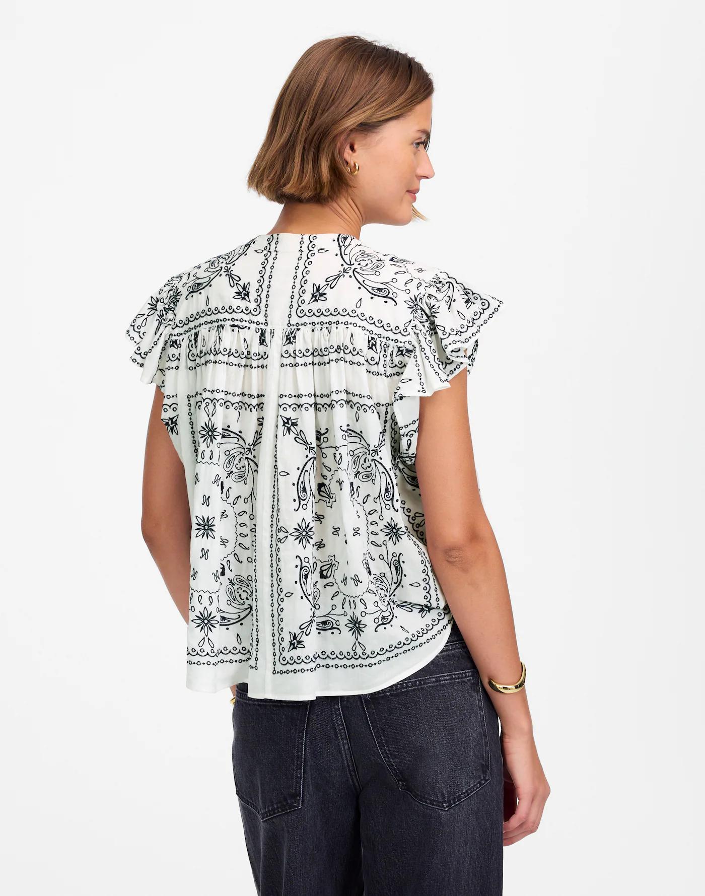 Poplin Shirred Button-Up Shirt Product Image