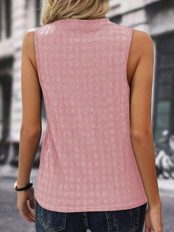 Loose Sleeveless Solid Color V-Neck Vest Top Product Image