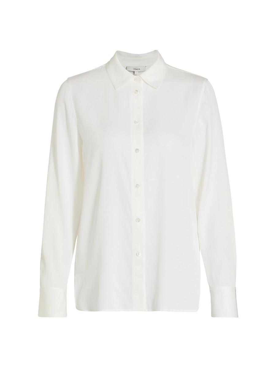 Womens Silk-Blend Slim-Fit Blouse Product Image