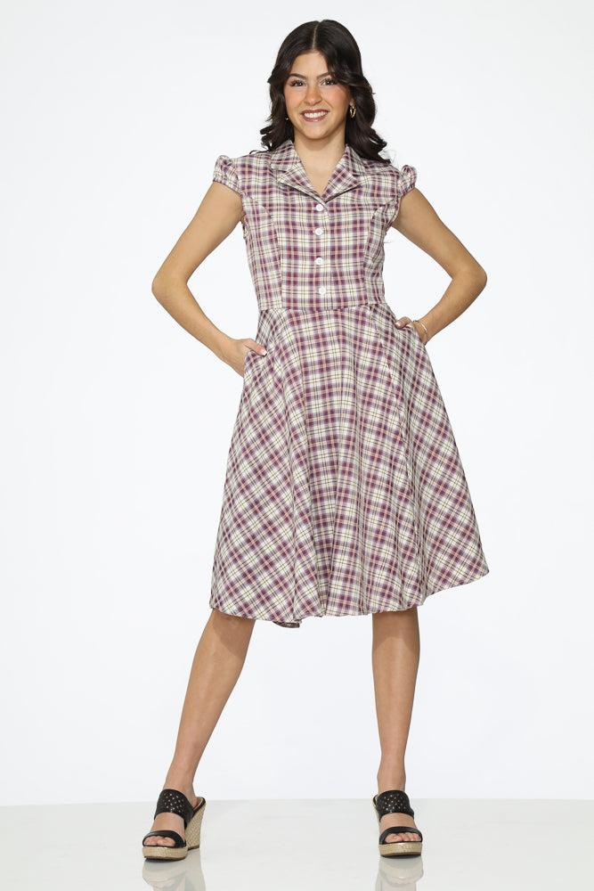 Purple Plaid Swing Dress Product Image