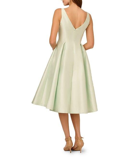 Adrianna Papell Boat Neck Sleeveless A-Line Taffeta Dress Product Image