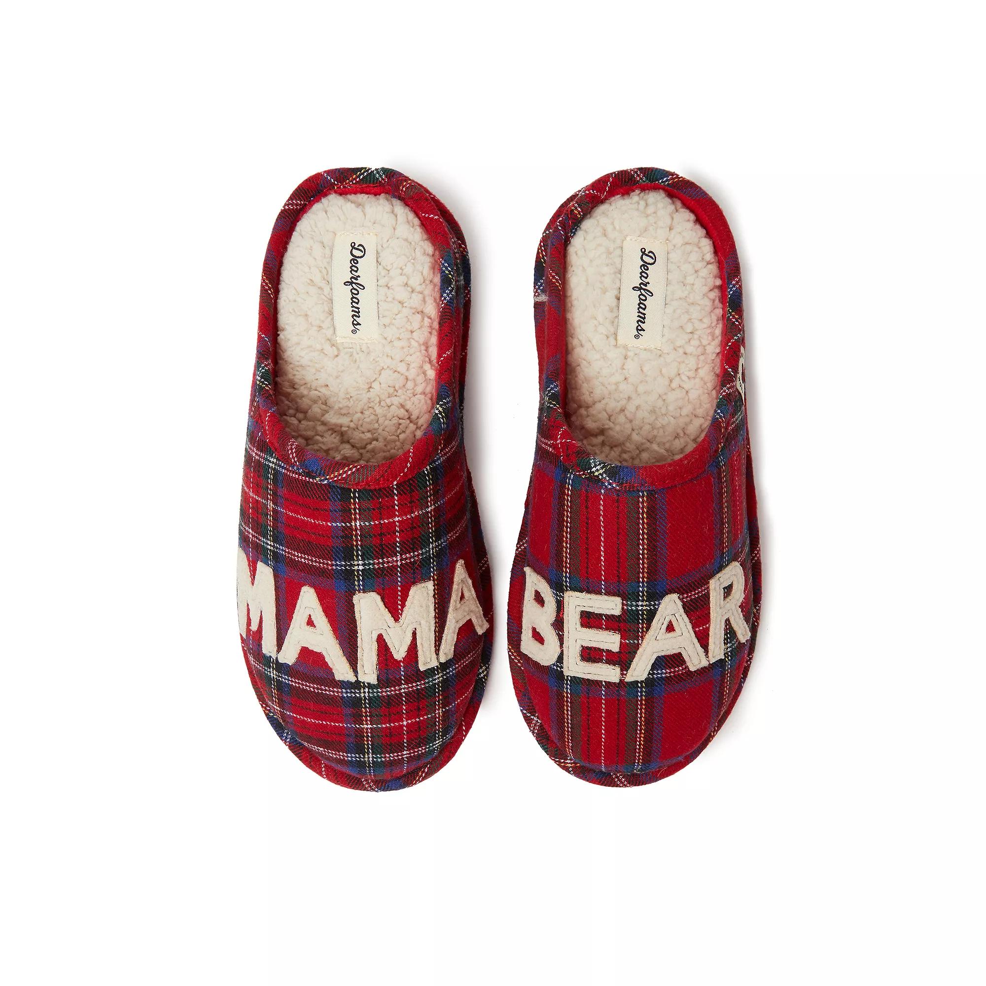 Women's Dearfoams Mama Bear Plaid Clog Slippers,  Product Image
