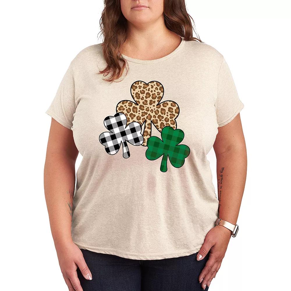 Plus Patterned Shamrocks Graphic Tee, Women's,  Product Image