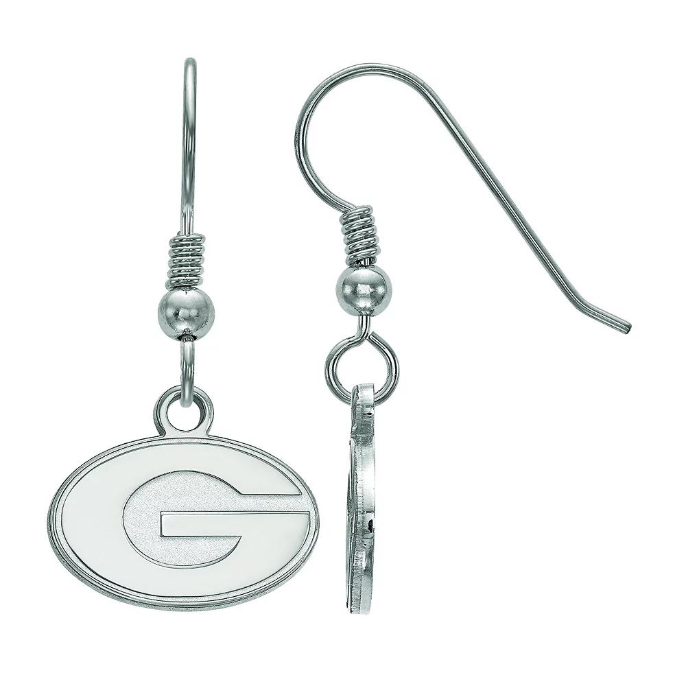 LogoArt Georgia Bulldogs Sterling Silver Rhodium Plated Dangle Earrings, Women's, Size: 29 mm, 14k Whgold Product Image