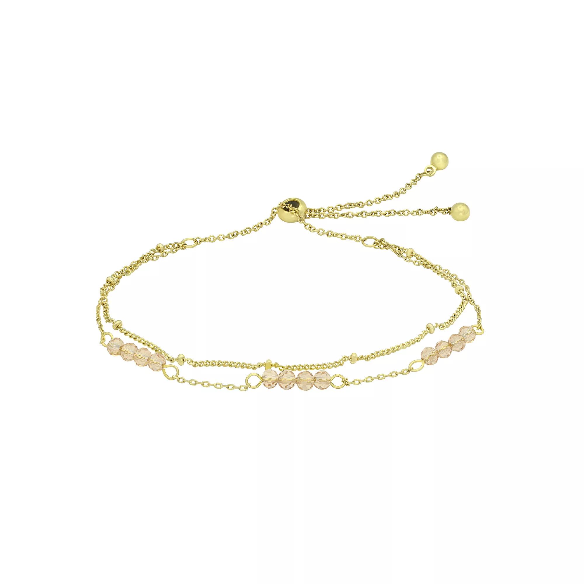 City Luxe Gold Tone Crystal Birthstone Double Strand Adjustable Bracelet, Womens November Gold Tone Product Image
