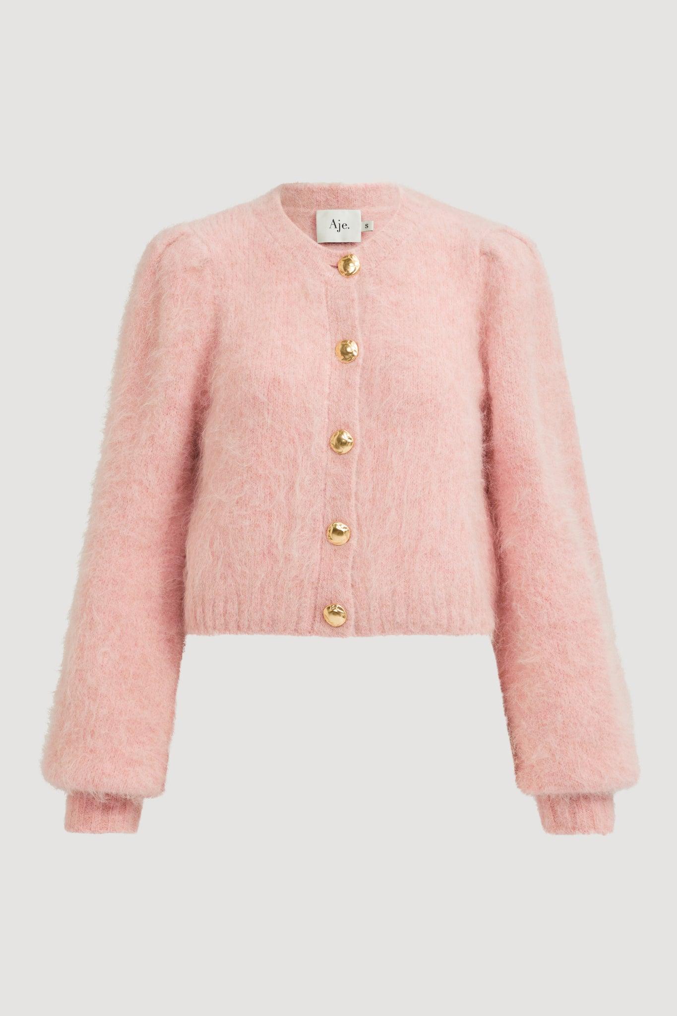 Renee Fluffy Cardigan-STONE ROSE / XXS Product Image