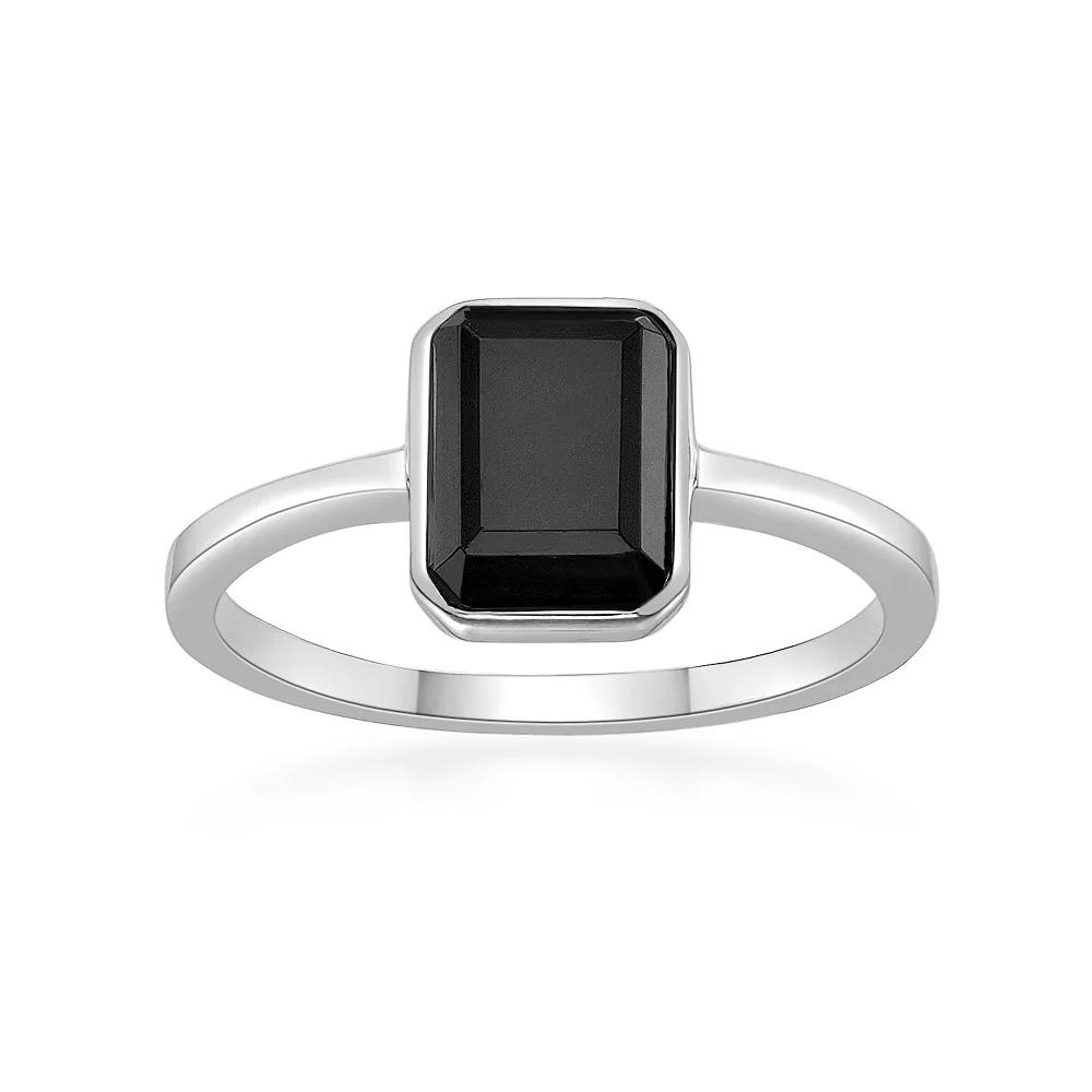 Gemminded Sterling Silver Octagon Black Onyx Ring, Women's, Size: 9 Product Image