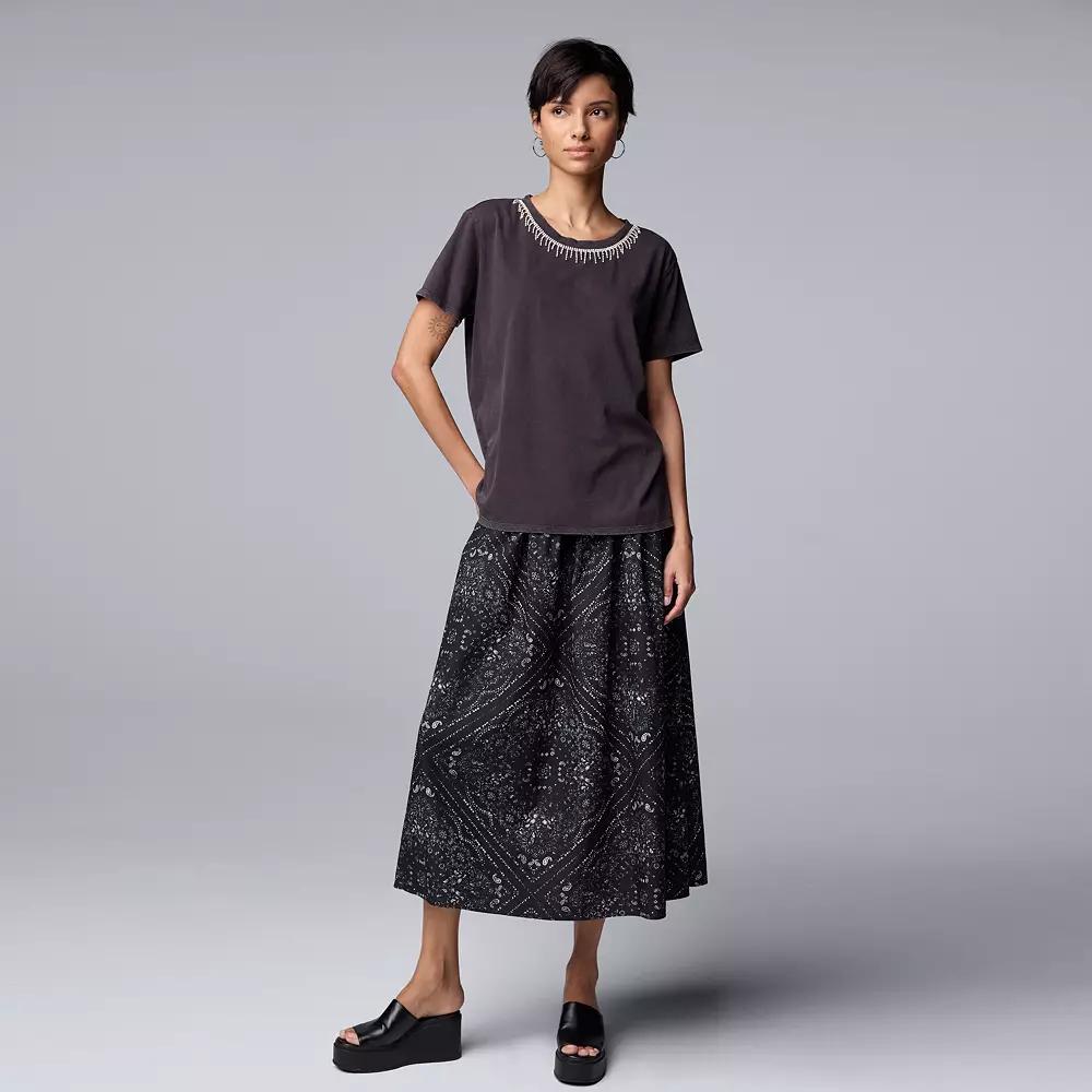 Women's Simply Vera Vera Wang Boyfriend Tee, Size: Large, Vera Black Product Image