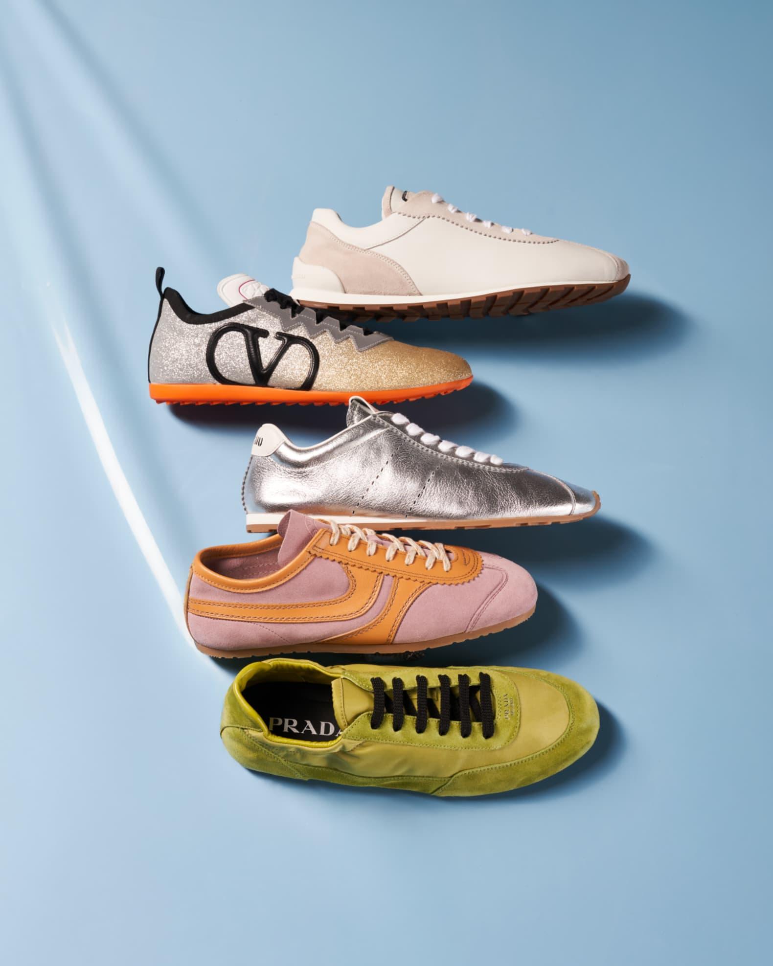 Metallic Leather Retro Runner Sneakers Product Image