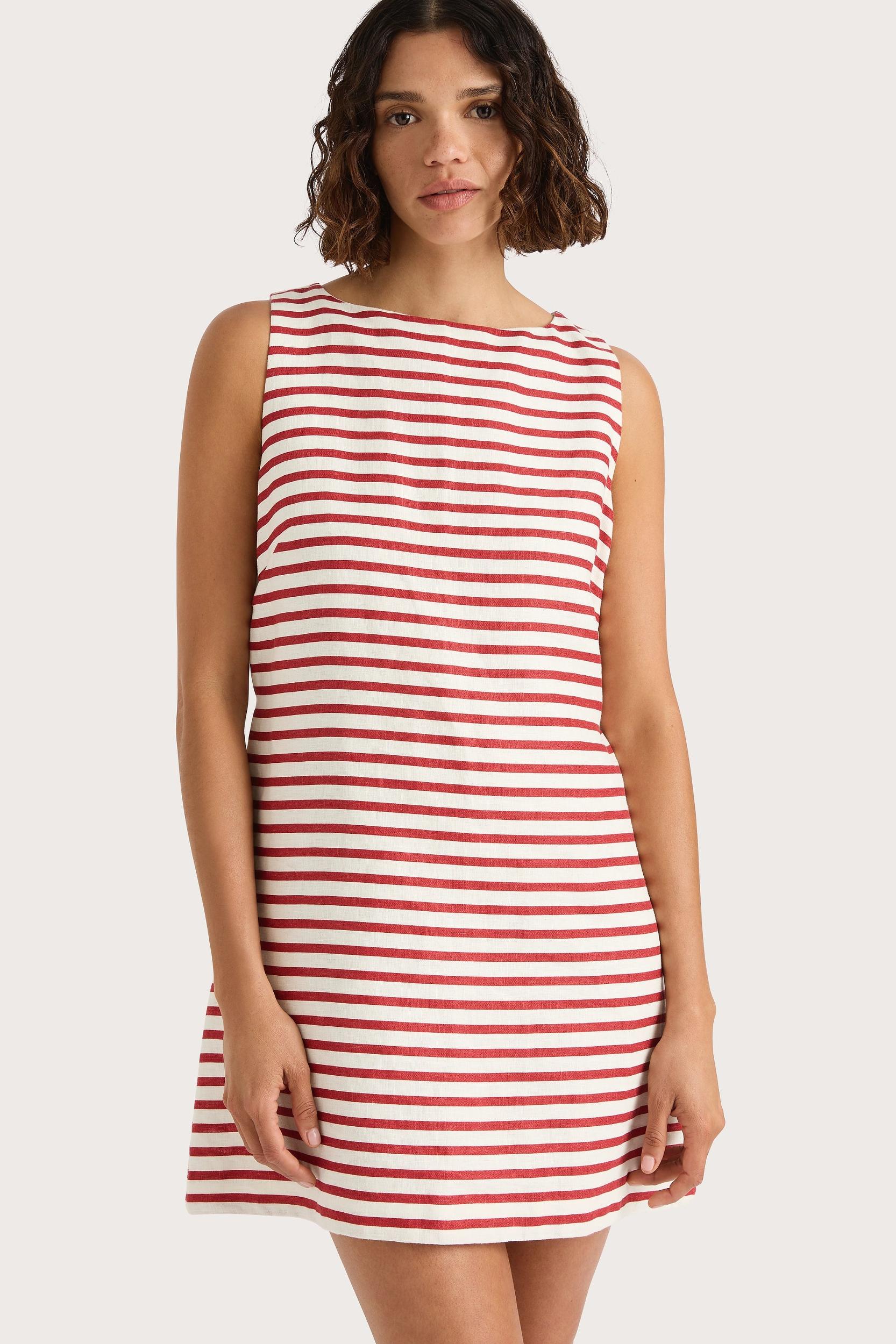 Kelly Mini Dress Breton Stripe Red - Final Sale Product Image